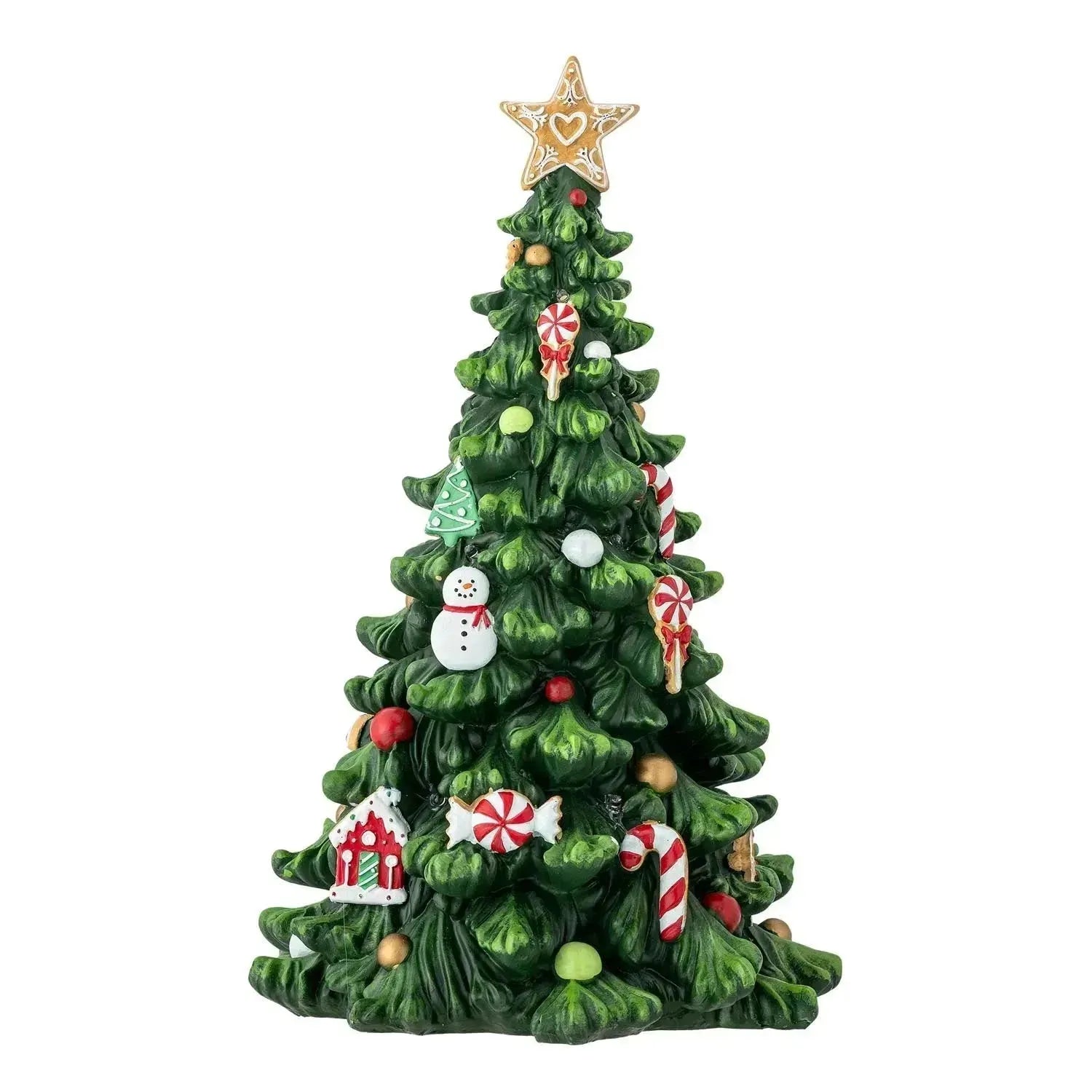 Eddy Deko mit Licht: Stilvoller, grüner Polyresin-Weihnachtsbaum von Bloomingville, der mit sanftem Licht festliche Eleganz verbreitet.