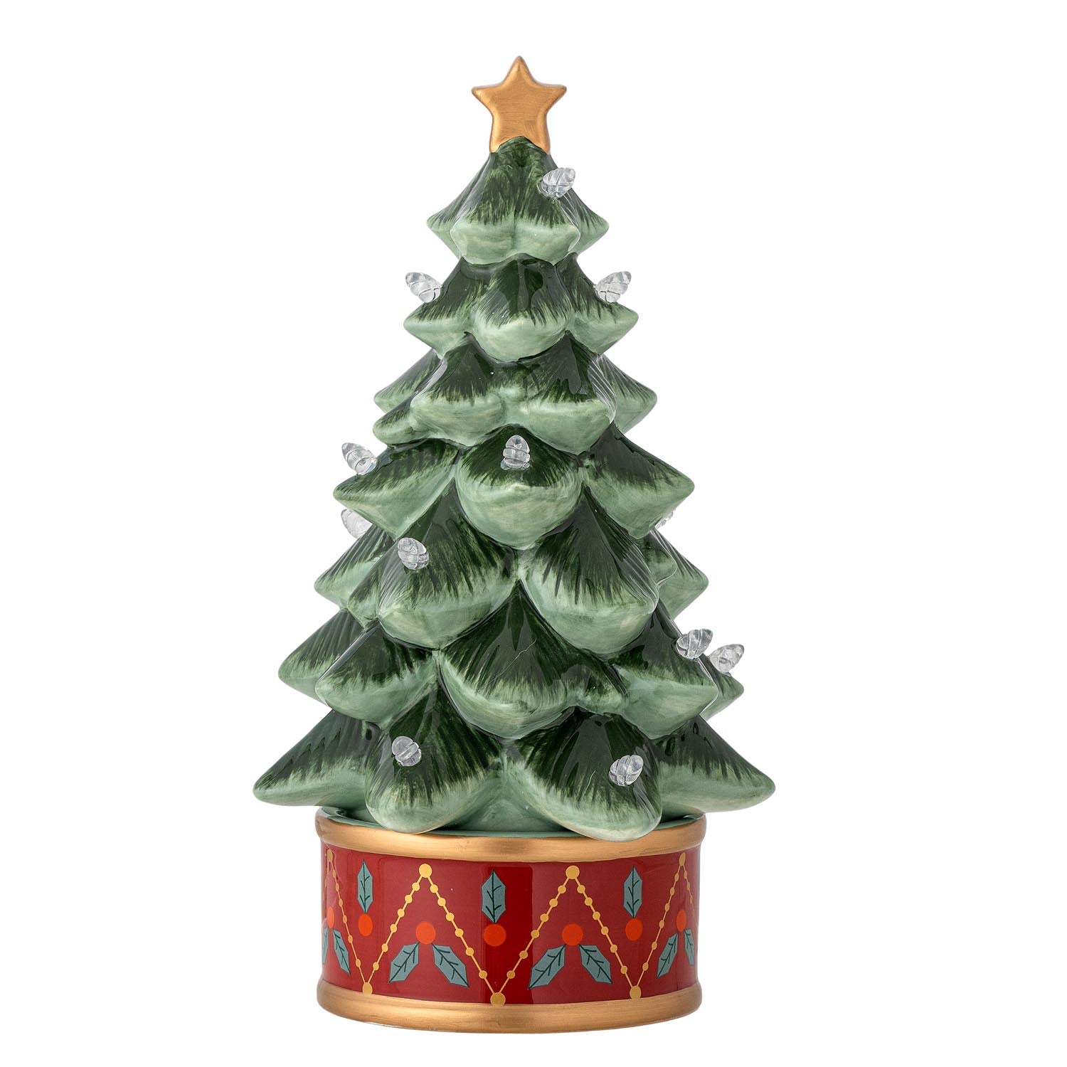 Elegante Fannie Deko mit Licht: Hochwertige grüne Keramik, festliches Design, skandinavische Gemütlichkeit, stimmungsvolle Beleuchtung.