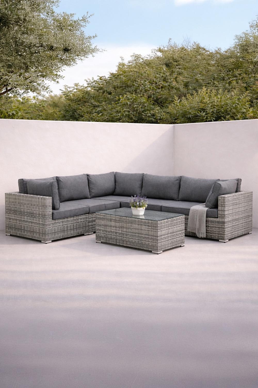 Amazon Ecksofa Outdoorset 110cm in Grau/Grau präsentiert im Onlineshop von KAQTU Design AG. Loungeset ist von Venture Home