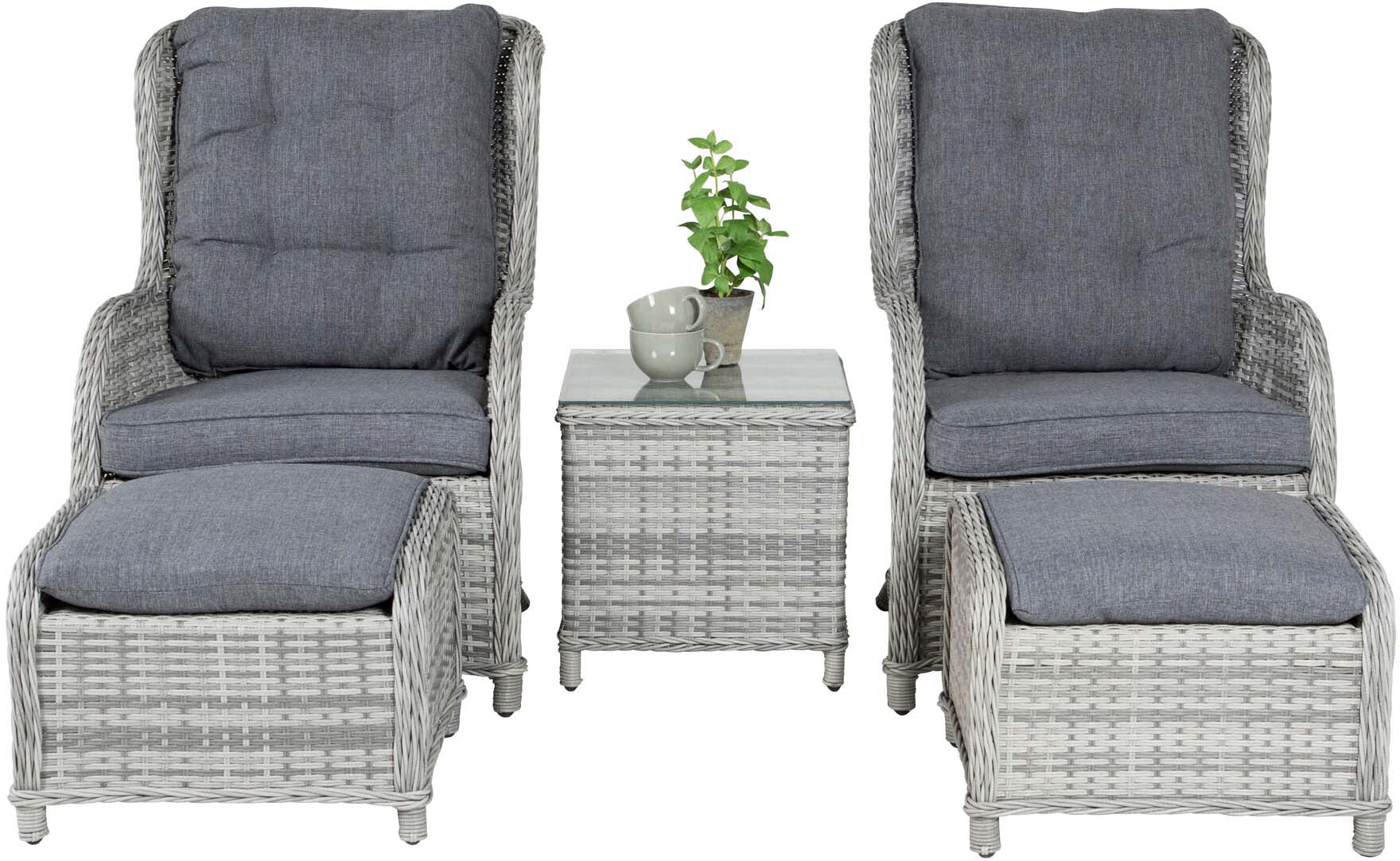 Stilvolles Vikelund Lounge Outdoorset: Robustes, wetterbeständiges Korbgeflecht, komfortable 45cm Sitzhöhe, ideal für Terrasse & Garten.