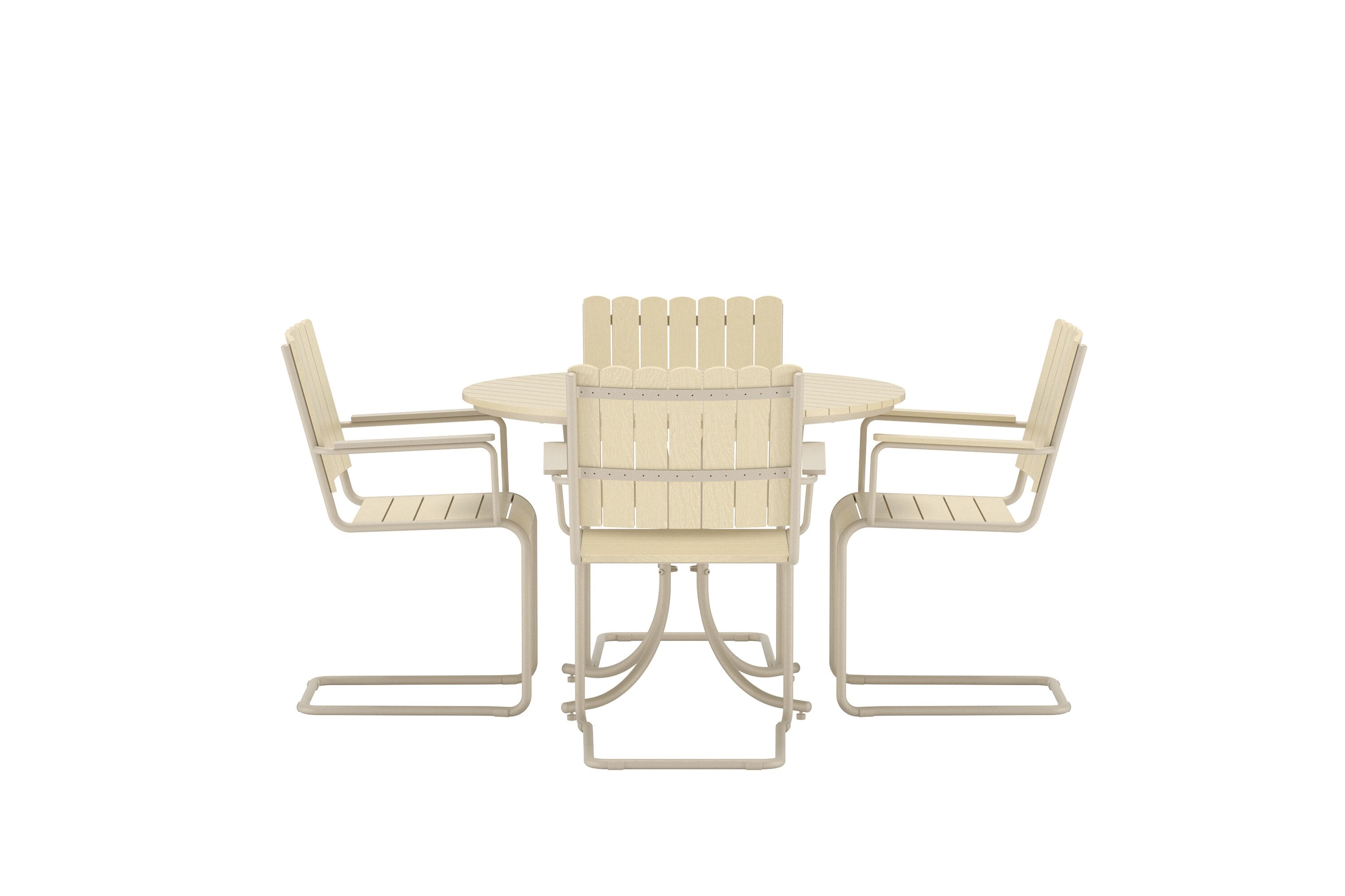 Stilvolles Holmsund Gartentischset in zartem Beige, perfekt für gesellige Abende im Garten oder auf der Terrasse von Venture Home.