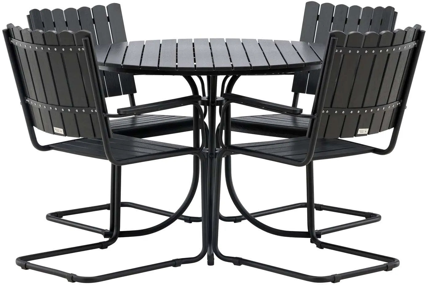 Stilvolles Holmsund Outdoor-Tischset ⌀100cm/4St. von Venture Home: robust, witterungsbeständig, ideal für Garten & Terrasse.