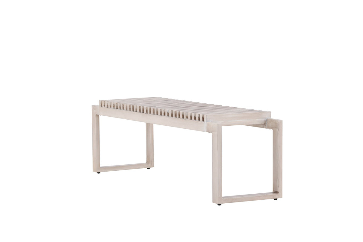 Gartenbank Athena von Venture Home mit schwarzem Aluminiumgestell und gerippter Sitzfläche aus braunem Aintwood, Outdoor-Design.