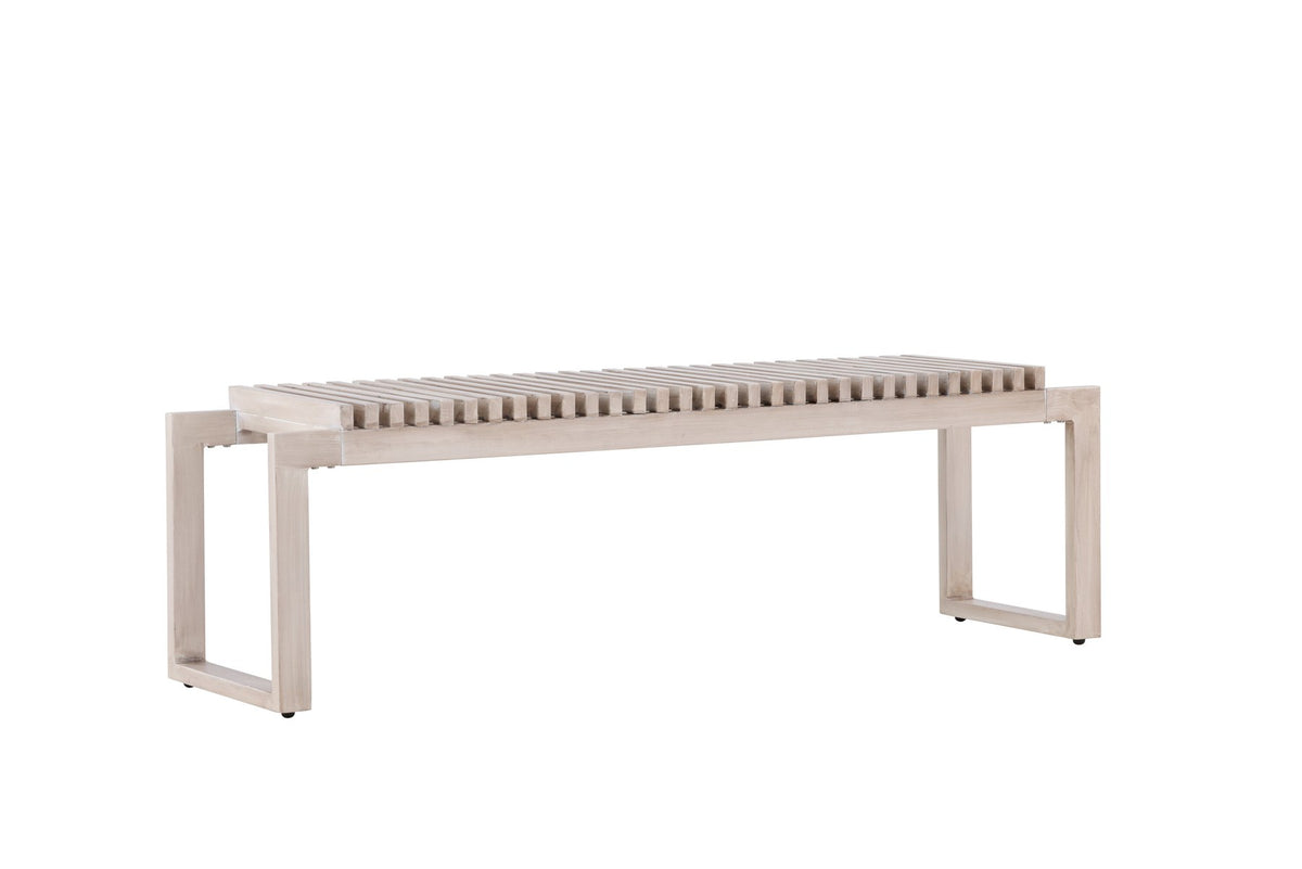 Gartenbank Athena von Venture Home mit schwarzem Aluminiumgestell und gerippter Sitzfläche aus braunem Aintwood, Outdoor-Design.