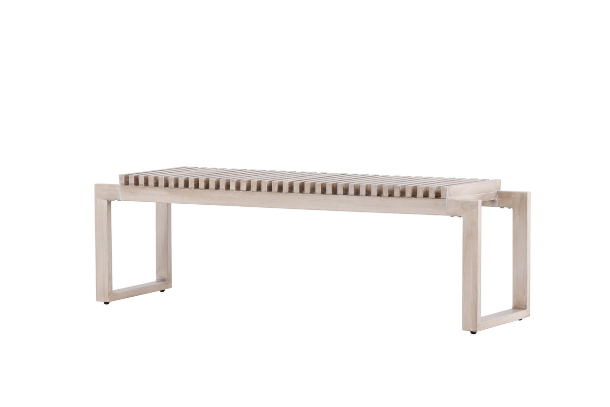 Gartenbank Athena von Venture Home mit schwarzem Aluminiumgestell und gerippter Sitzfläche aus braunem Aintwood, Outdoor-Design.