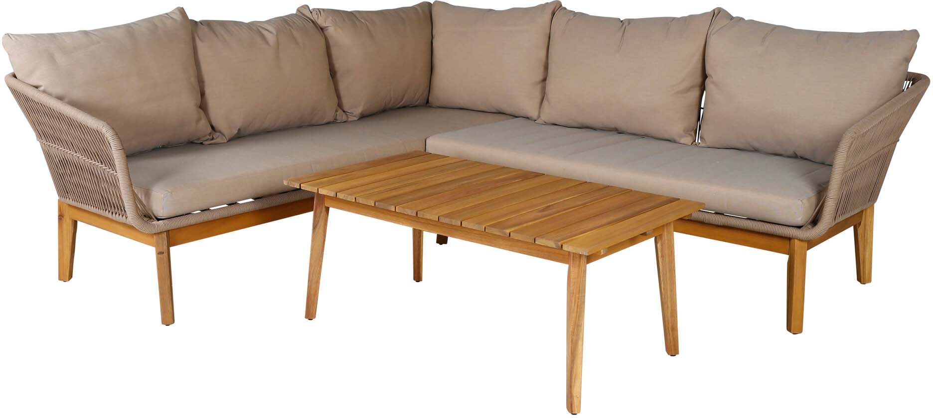 Chania Ecksofa Outdoorset 110cm: Elegantes Loungeset für stilvolle Entspannung im Freien, wetterfest und langlebig.