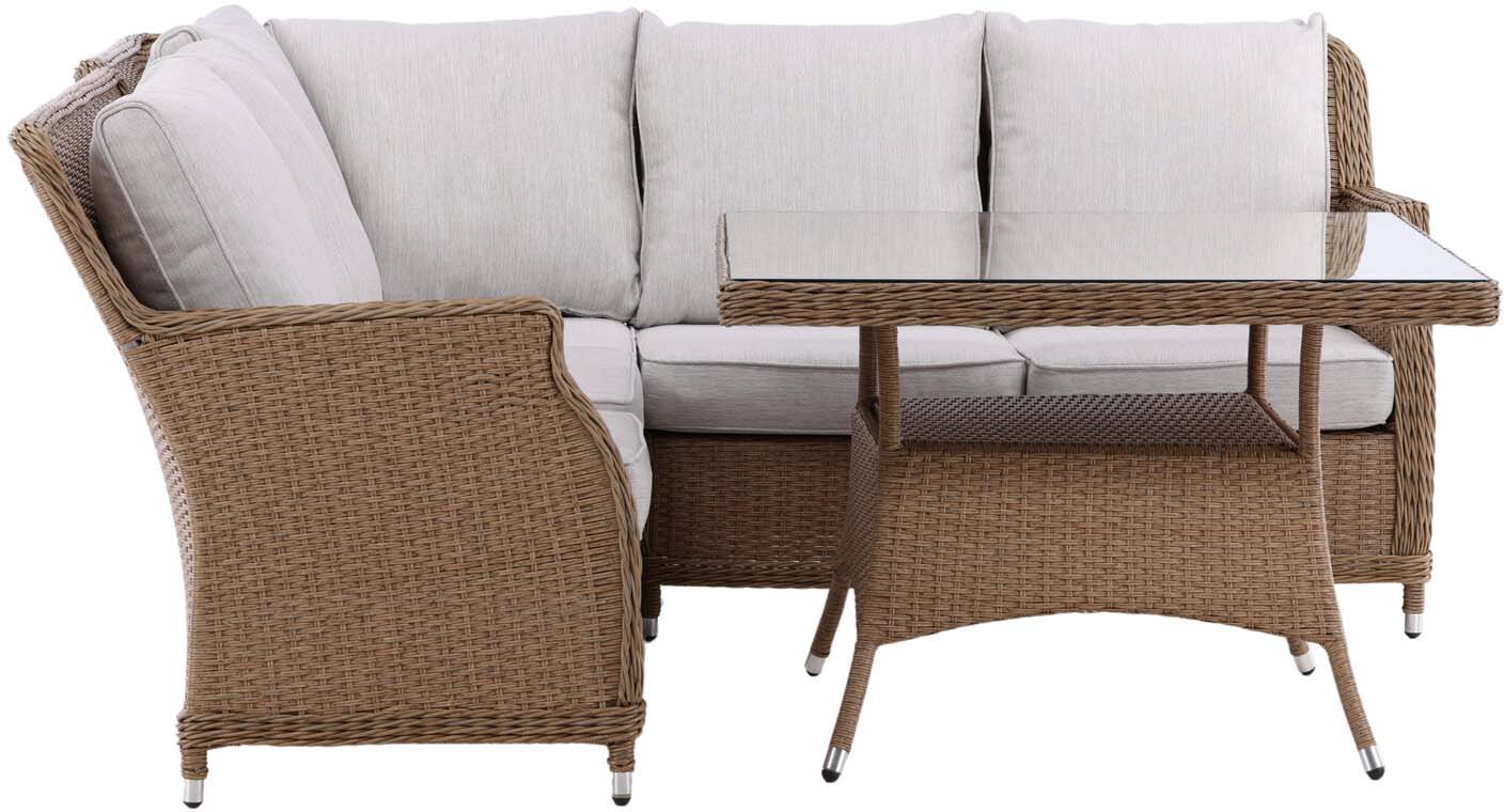 Vikelund Ecksofa Outdoorset: Elegantes Loungeset für bis zu vier Personen, ideal für gesellige Abende im Garten oder auf der Terrasse.