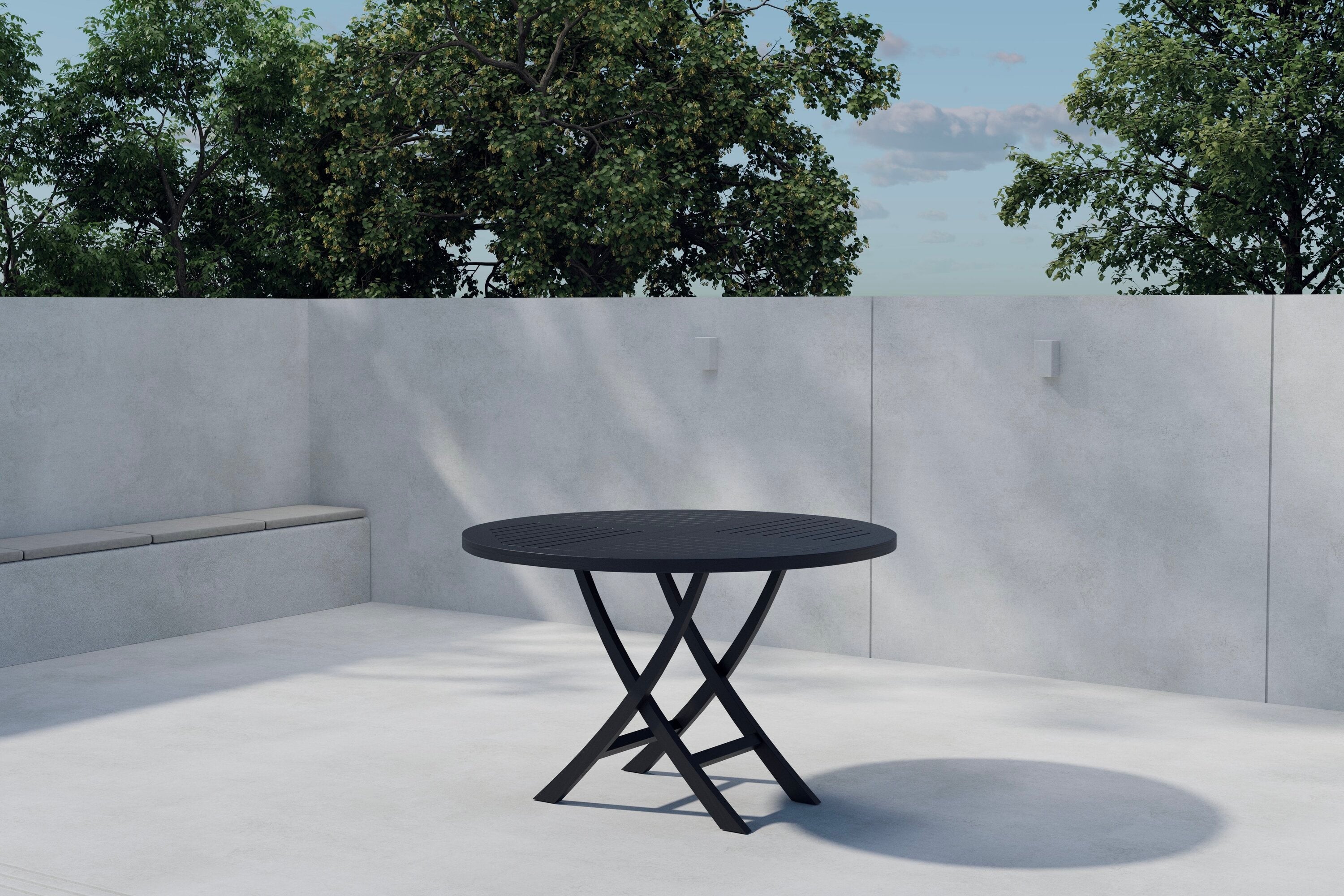 Runder Kenya Gartentisch in elegantem Schwarz, ideal für Garten und Terrasse, von Venture Home, stilvoll und funktional.