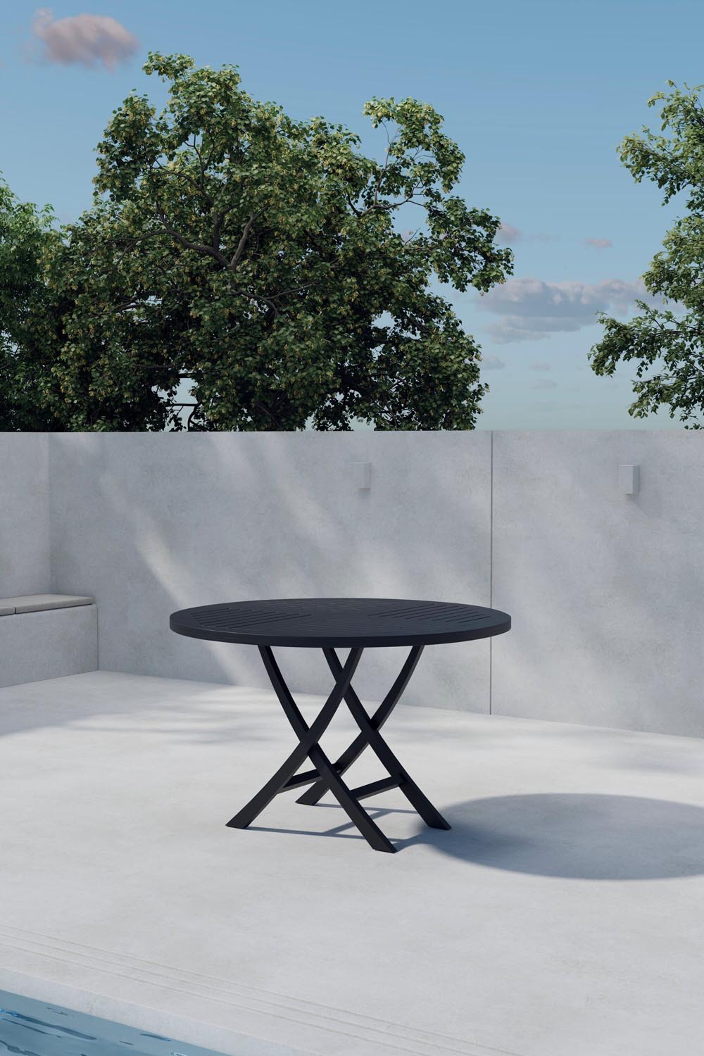 Kenya Runder Esstisch in Schwarz präsentiert im Onlineshop von KAQTU Design AG. Gartentisch ist von Venture Home