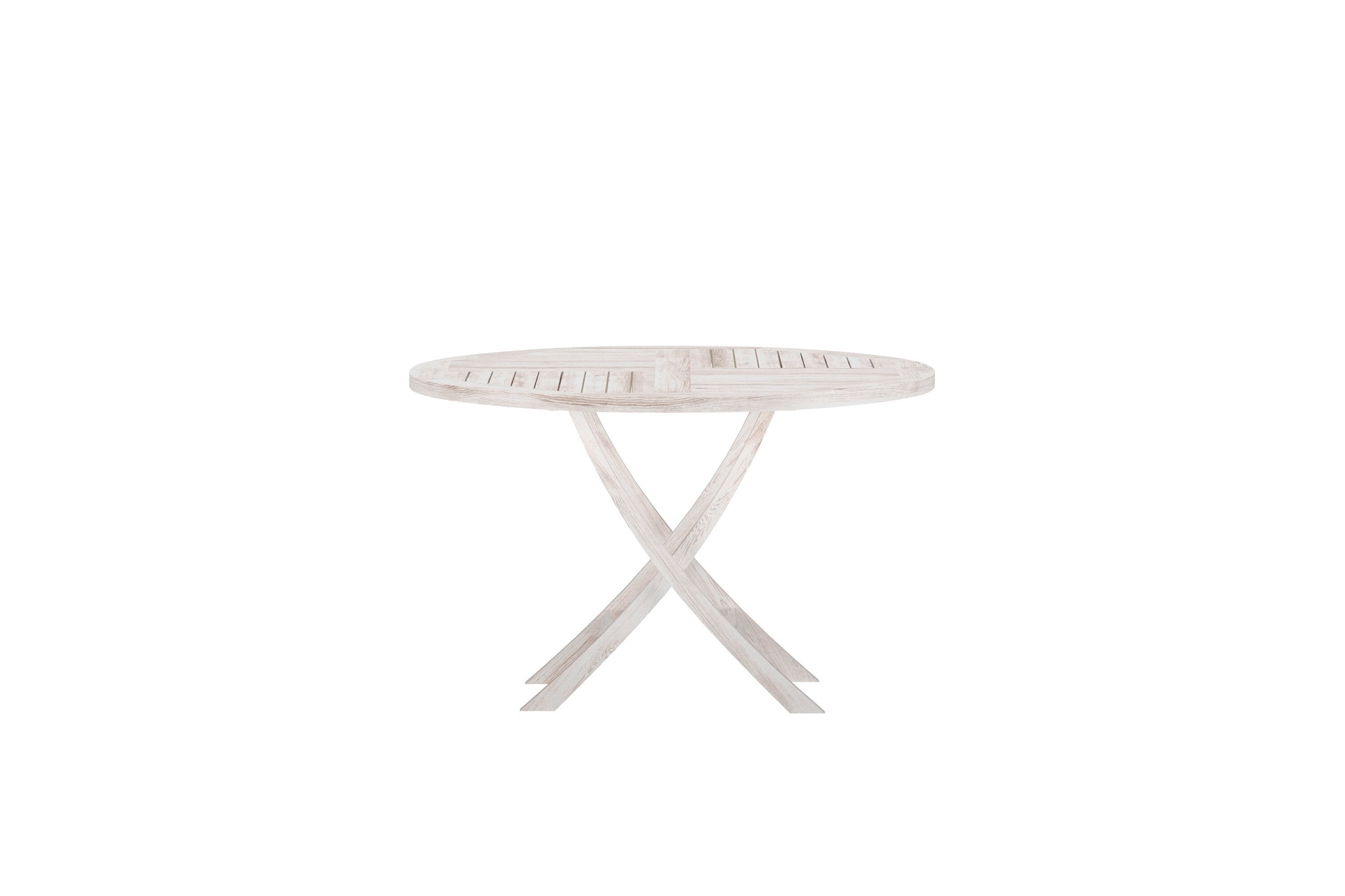 Kenya Gartentisch rund in Weißwäsche präsentiert im Onlineshop von KAQTU Design AG. Gartentisch ist von Venture Home