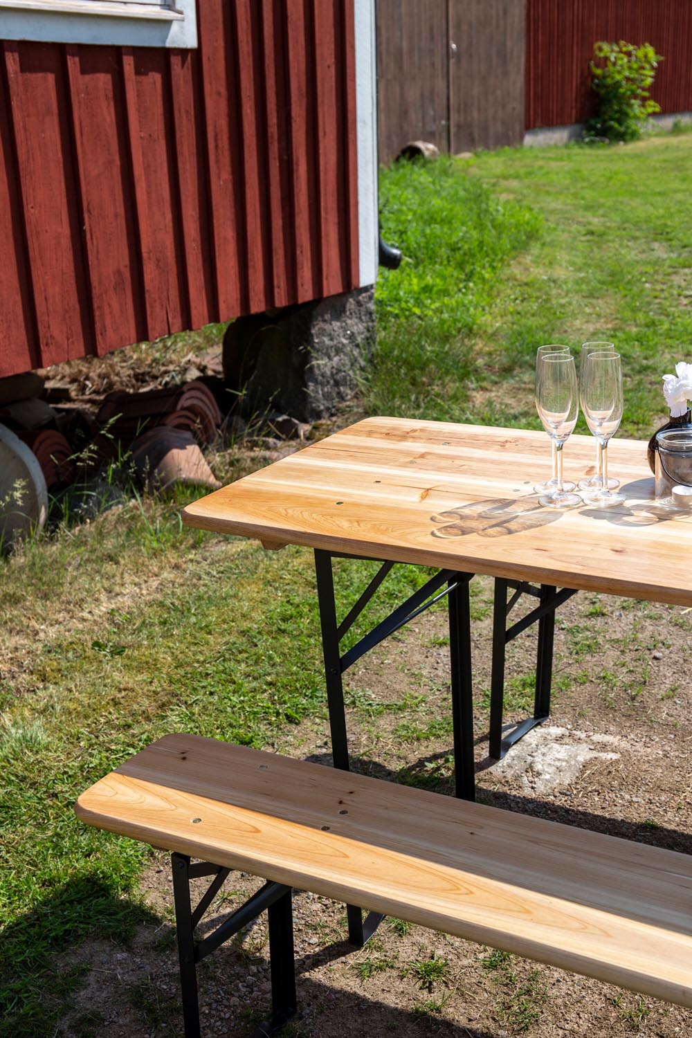 Guniess Outdoor-Tischset 200cm/2St. in Natur präsentiert im Onlineshop von KAQTU Design AG. Gartentischset ist von Venture Home