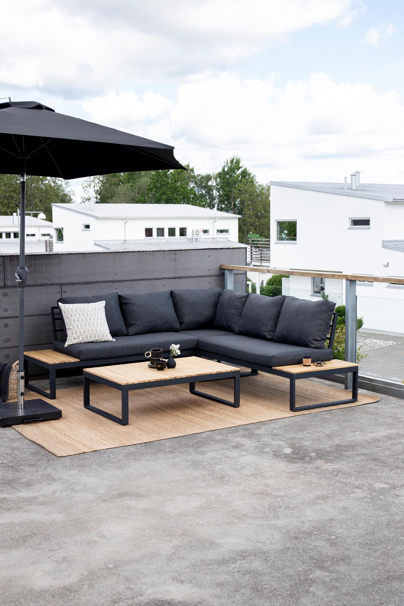 Panama Ecksofa Outdoorset 112cm in Schwarz präsentiert im Onlineshop von KAQTU Design AG. Loungeset ist von Venture Home