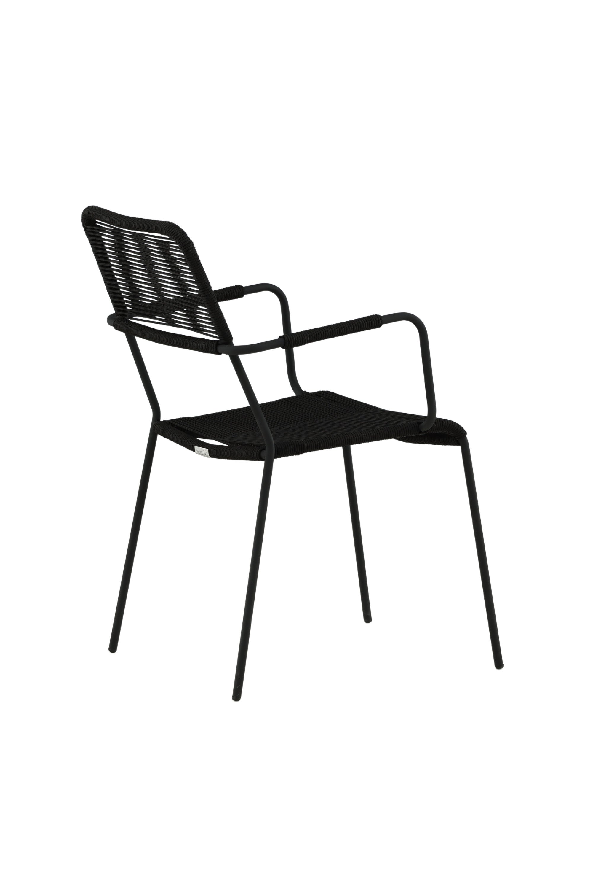 Lindos Gartenstuhl in Schwarz präsentiert im Onlineshop von KAQTU Design AG. Gartenstuhl mit Armlehnen ist von Venture Home
