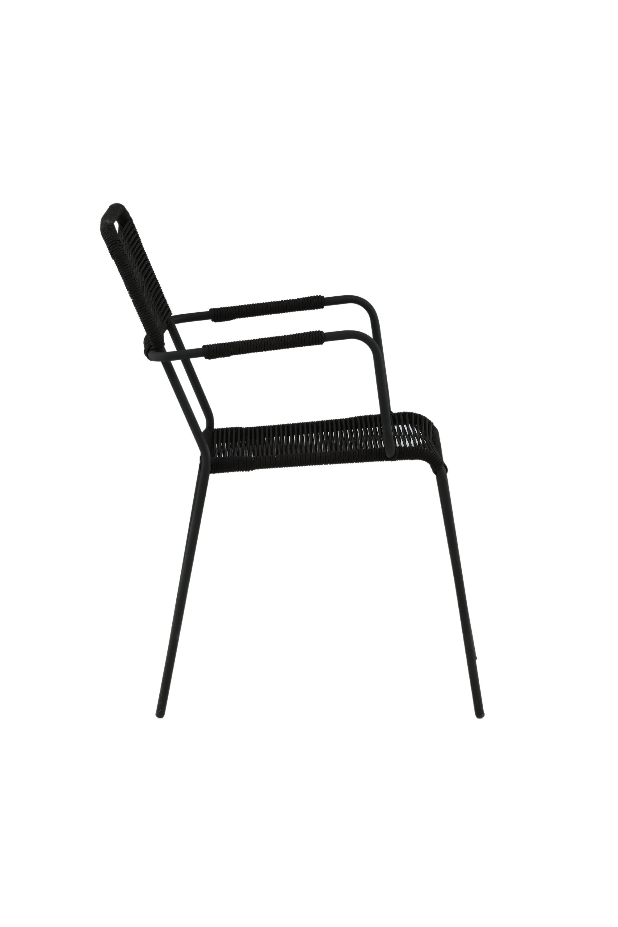 Lindos Gartenstuhl in Schwarz präsentiert im Onlineshop von KAQTU Design AG. Gartenstuhl mit Armlehnen ist von Venture Home