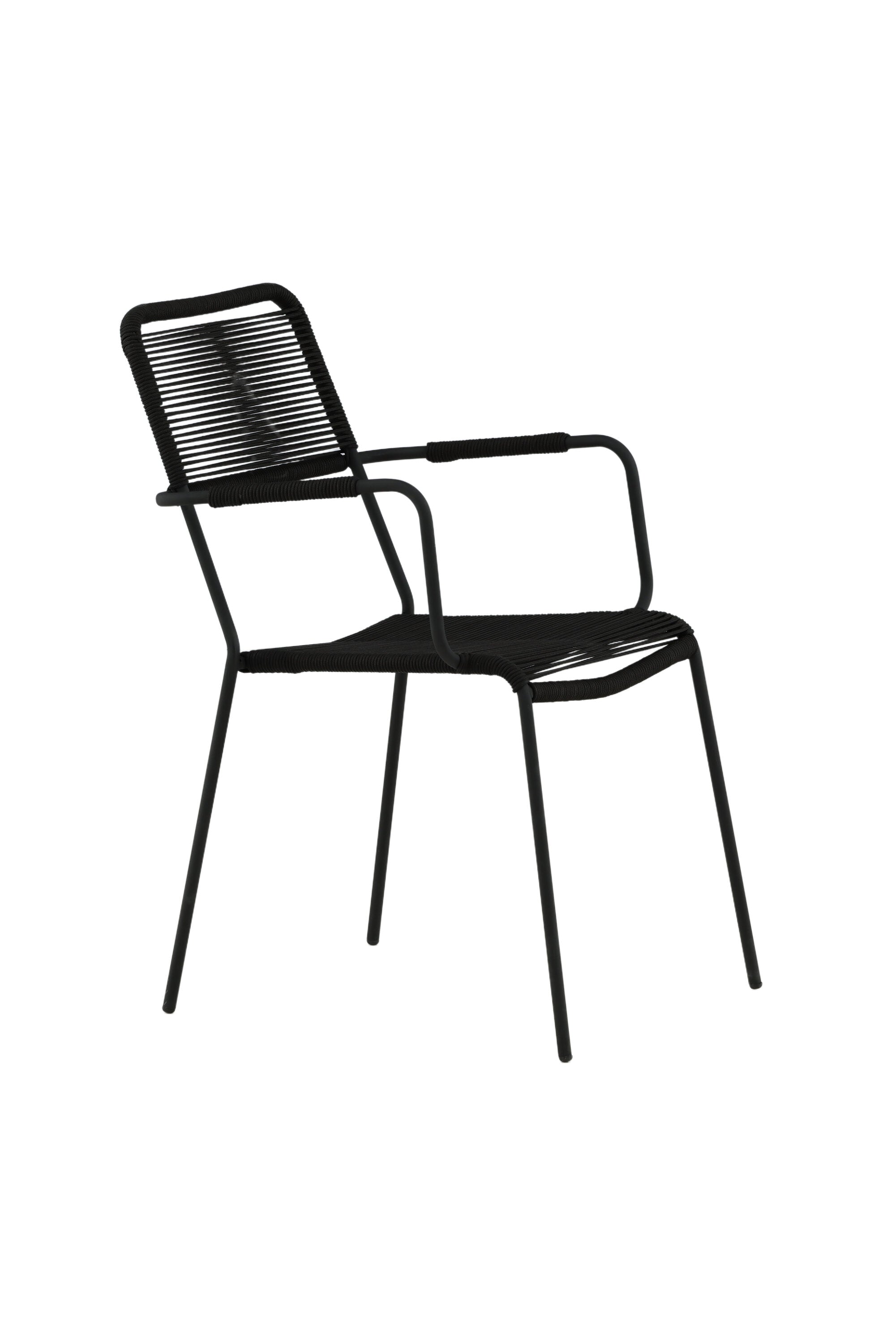 Lindos Gartenstuhl in Schwarz präsentiert im Onlineshop von KAQTU Design AG. Gartenstuhl mit Armlehnen ist von Venture Home
