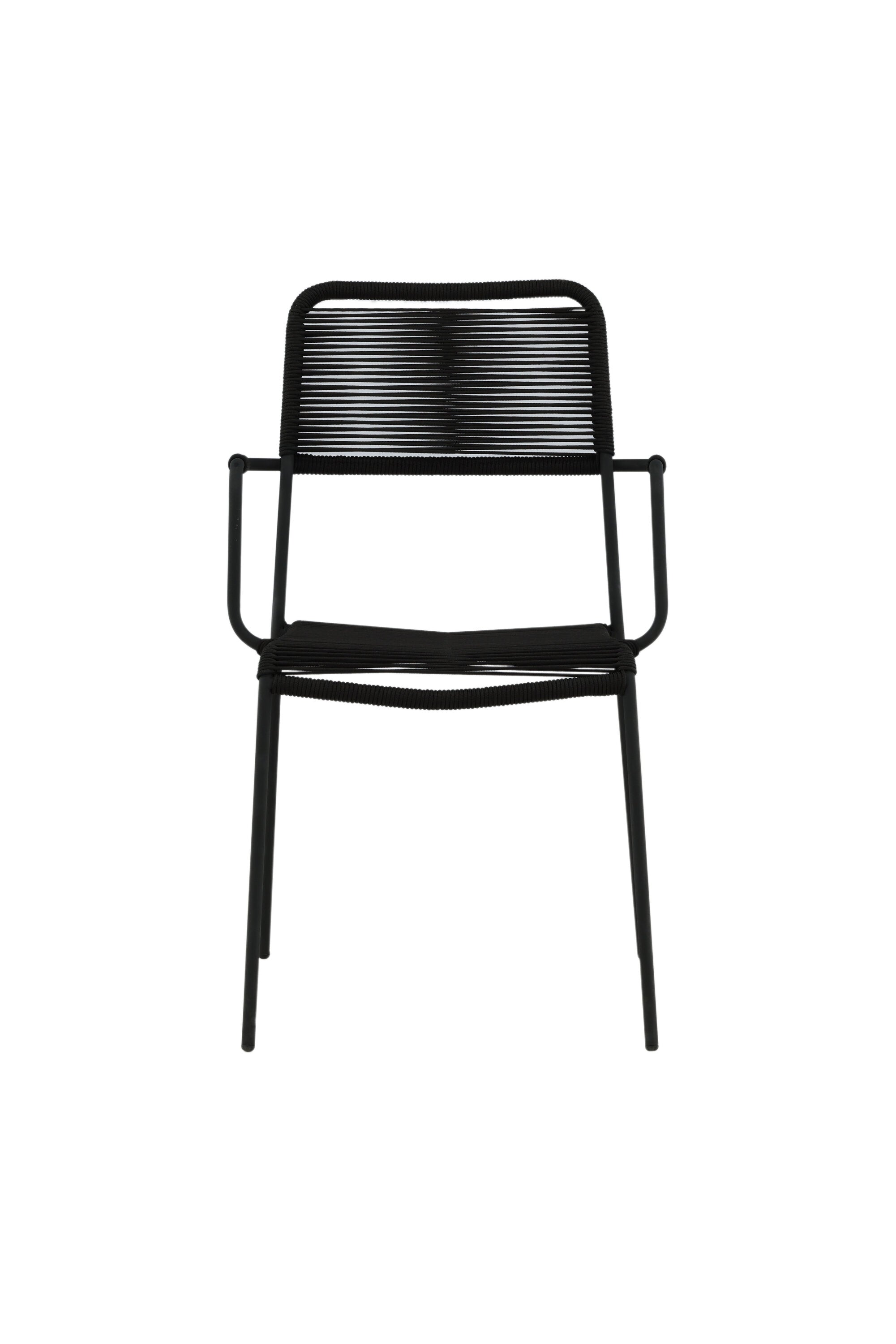 Lindos Gartenstuhl in Schwarz präsentiert im Onlineshop von KAQTU Design AG. Gartenstuhl mit Armlehnen ist von Venture Home