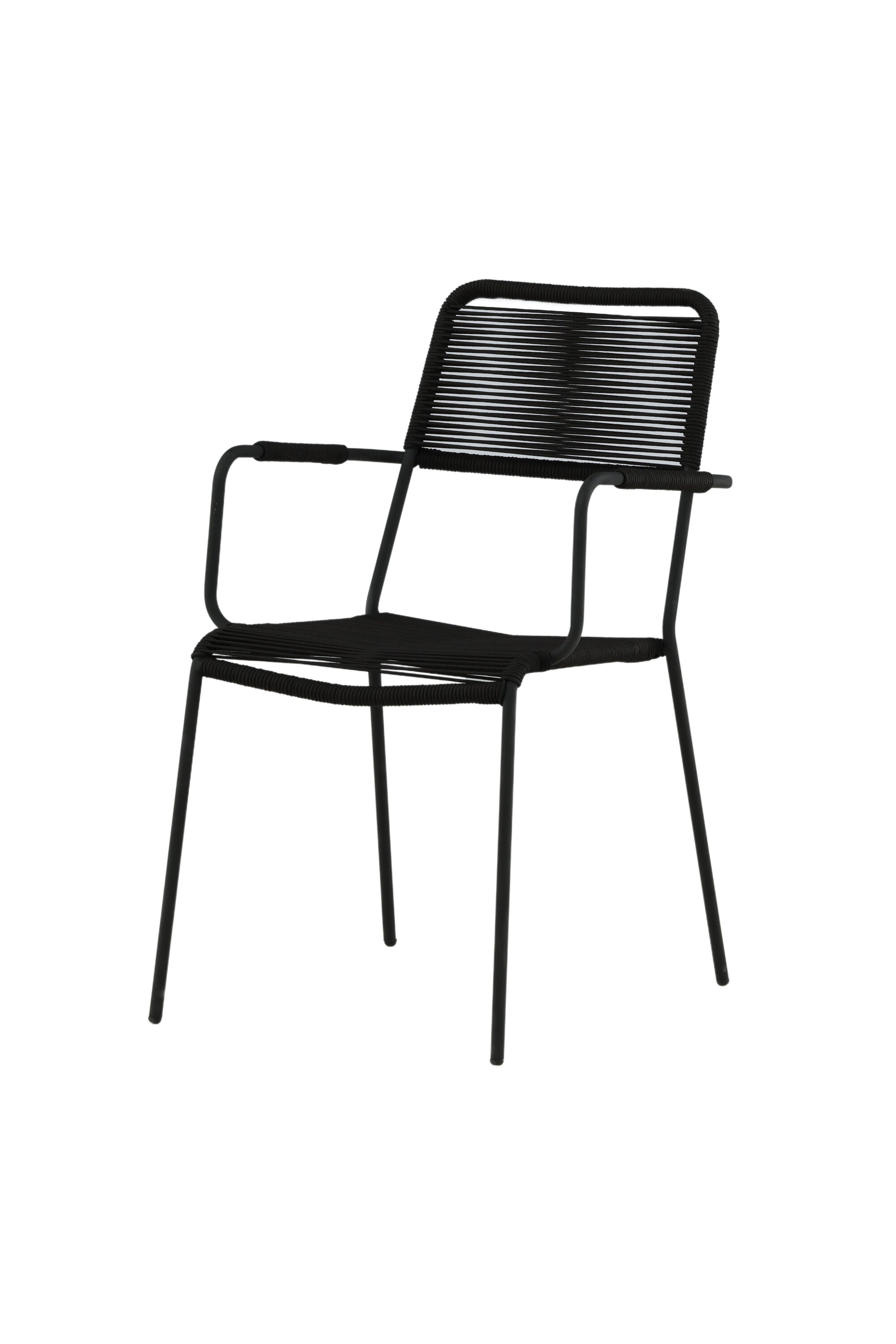 Lindos Gartenstuhl in Schwarz präsentiert im Onlineshop von KAQTU Design AG. Gartenstuhl mit Armlehnen ist von Venture Home