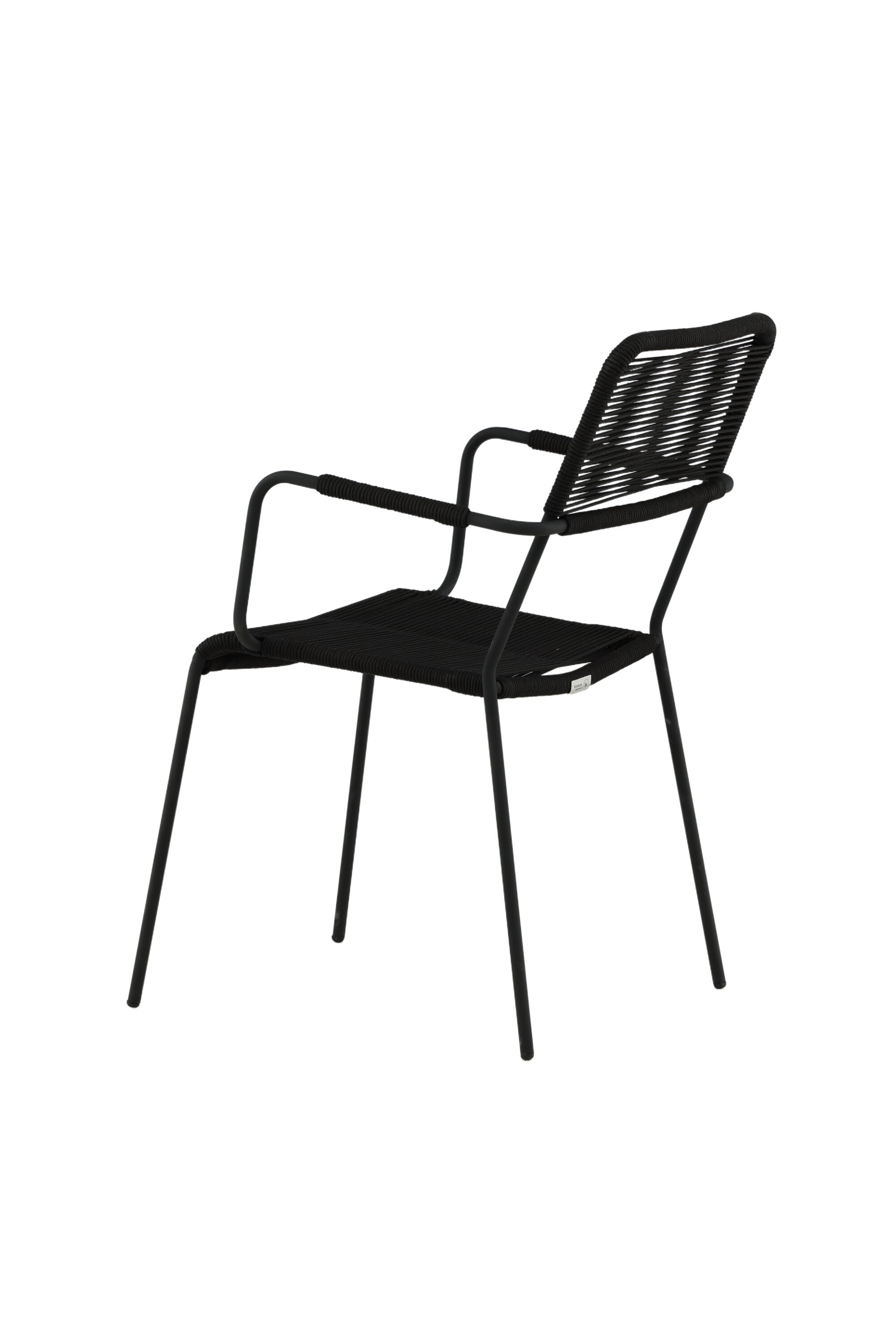 Lindos Gartenstuhl in Schwarz präsentiert im Onlineshop von KAQTU Design AG. Gartenstuhl mit Armlehnen ist von Venture Home