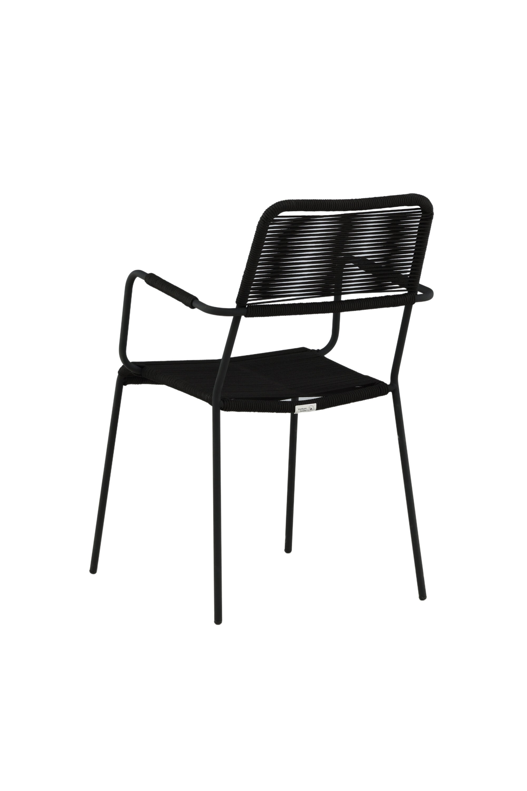 Lindos Gartenstuhl in Schwarz präsentiert im Onlineshop von KAQTU Design AG. Gartenstuhl mit Armlehnen ist von Venture Home