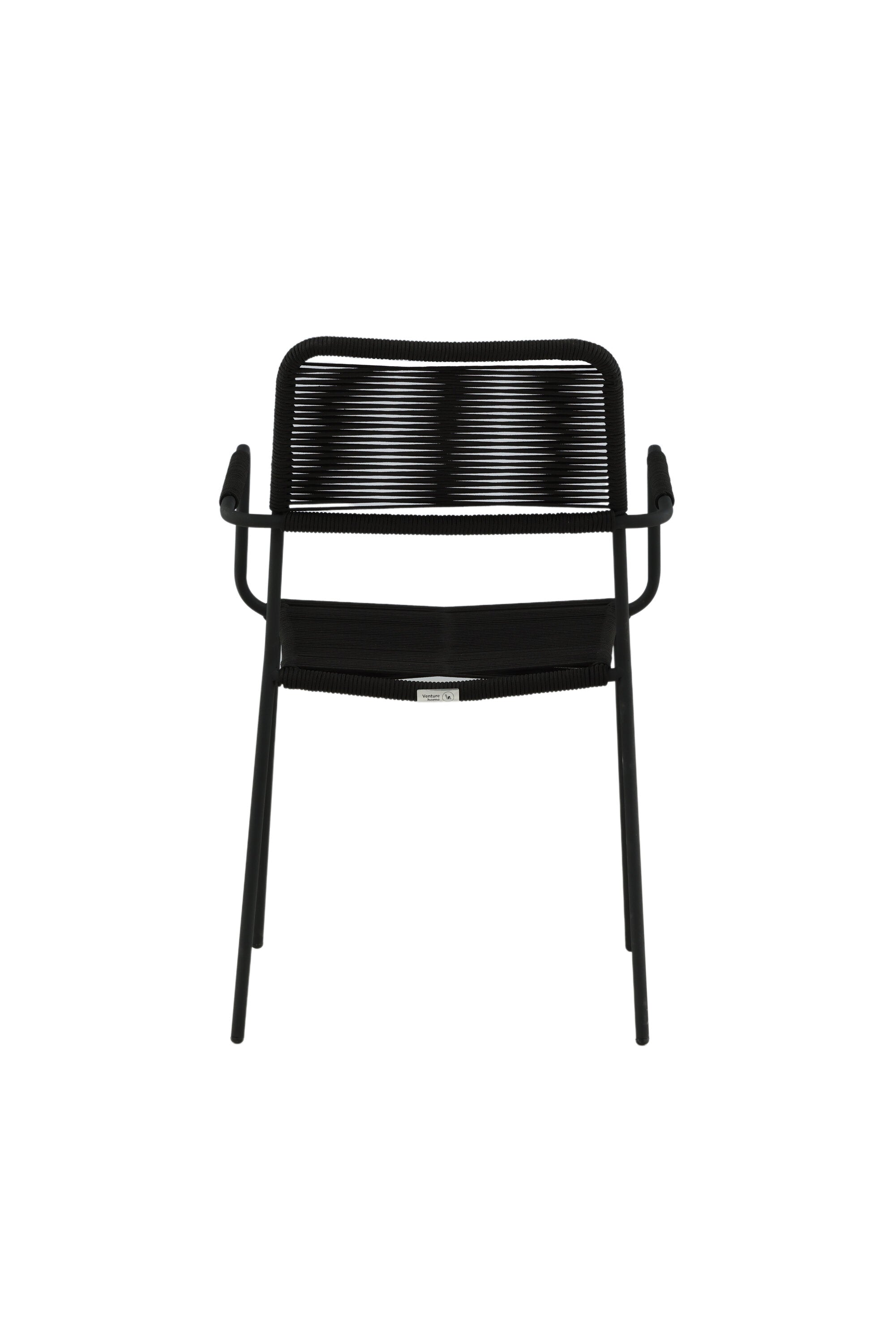 Lindos Gartenstuhl in Schwarz präsentiert im Onlineshop von KAQTU Design AG. Gartenstuhl mit Armlehnen ist von Venture Home