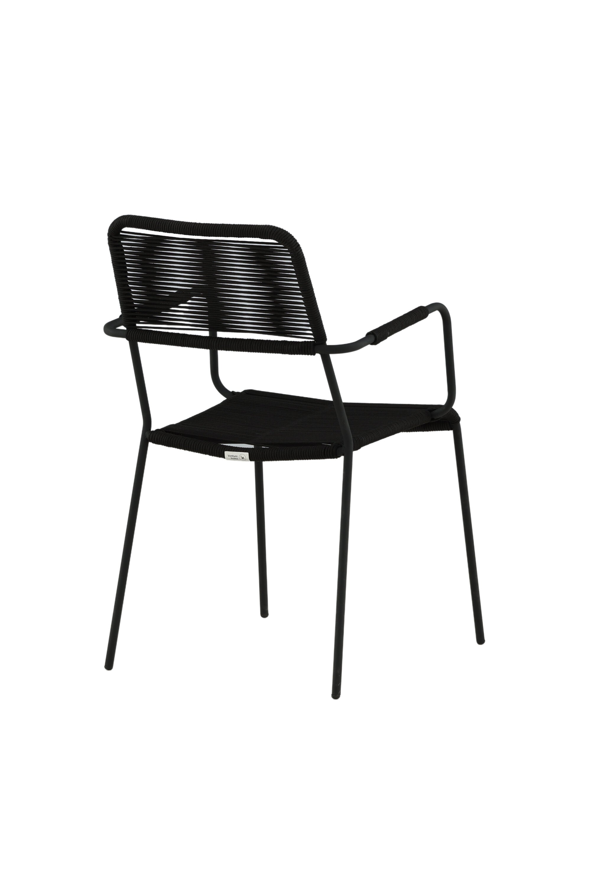 Lindos Gartenstuhl in Schwarz präsentiert im Onlineshop von KAQTU Design AG. Gartenstuhl mit Armlehnen ist von Venture Home