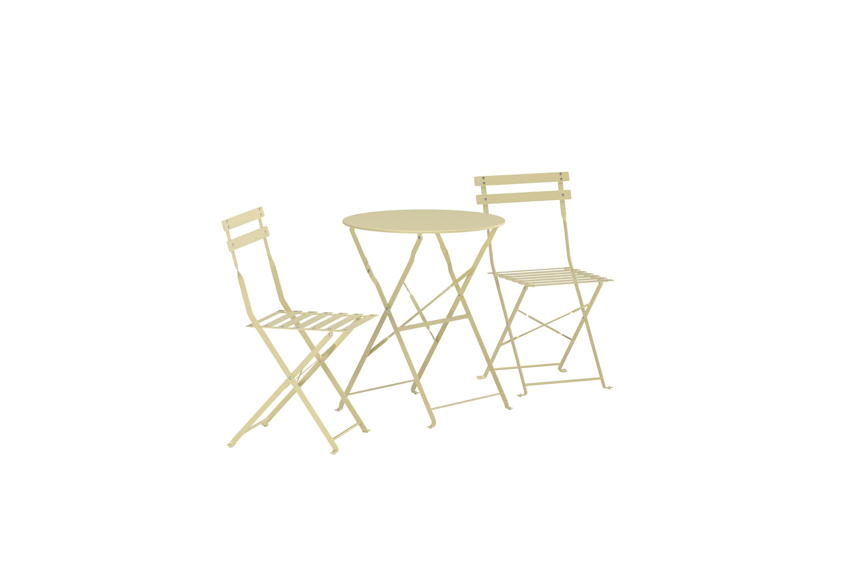 Elegantes Tao Café-Set in zartem Gelb, perfekt für stilvolle Entspannung im Freien, entworfen von Venture Home.