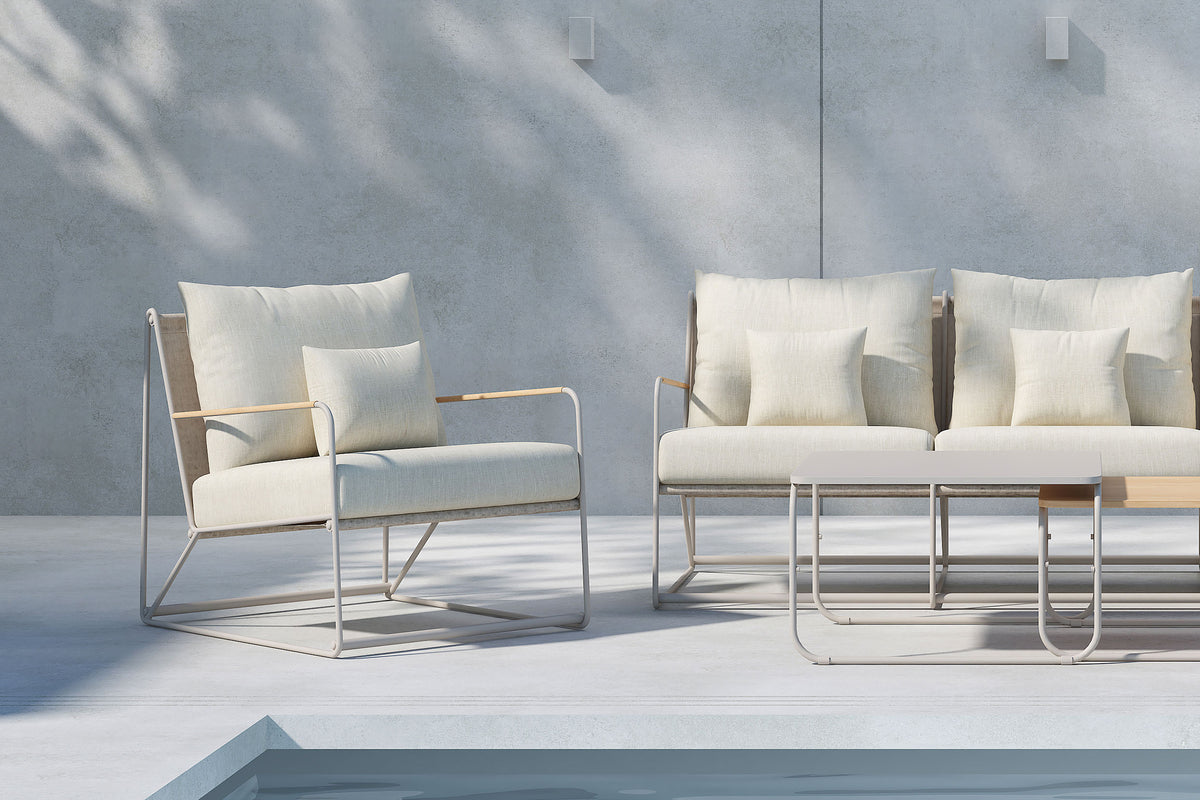 Verwandeln Sie Ihren Außenbereich mit dem Palazzo Sofa Set von Venture Home in eine stilvolle Oase. Robust, elegant und wetterfest!