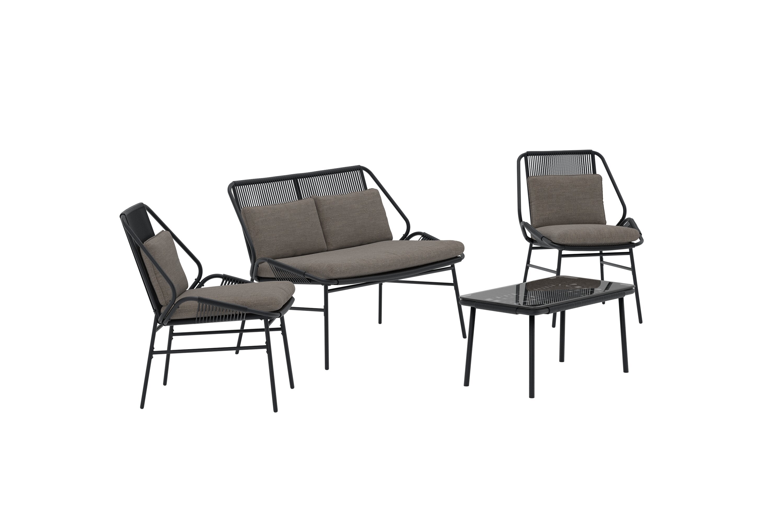 Stylisches Zakynthos Loungeset von Venture Home in sanften Erdtönen, perfekt für gemütliche Stunden im Freien und gesellige Zusammenkünfte.