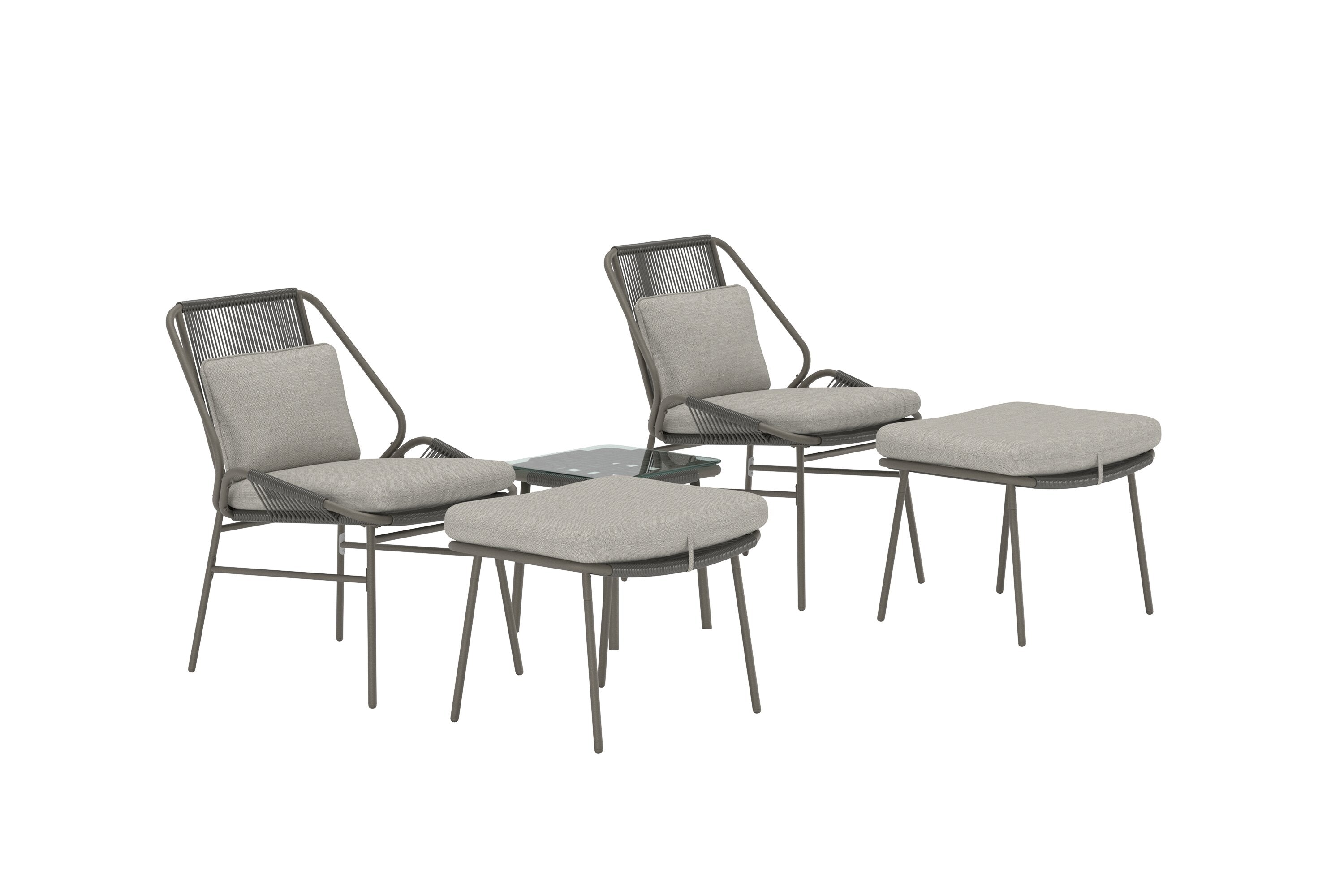 Stylisches Zakynthos Loungeset in sanften Erdtönen, perfekt für gemütliche Abende im Garten oder auf der Terrasse von Venture Home.