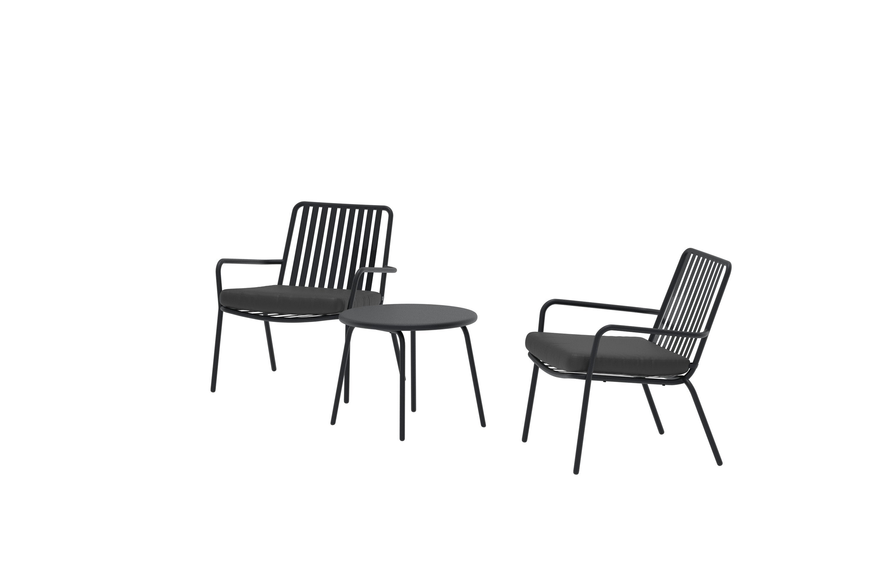 Elegantes Mykonos Loungeset in stilvollem Schwarz, ideal für entspannte Stunden im Freien, von Venture Home.