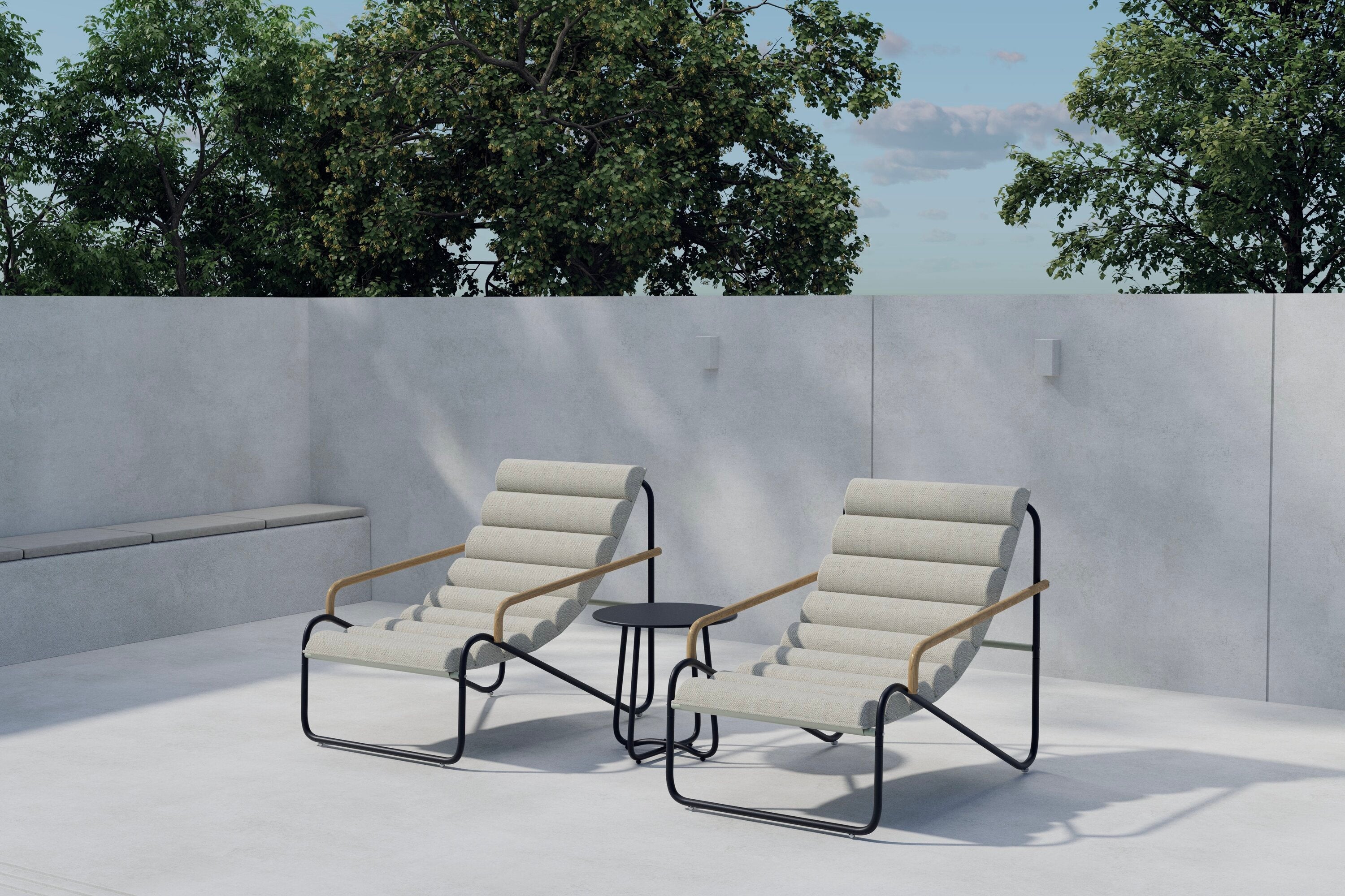 Beige Ithaka Outdoor Loungeset von Venture Home, stilvoll und komfortabel für entspannte Stunden im Freien.