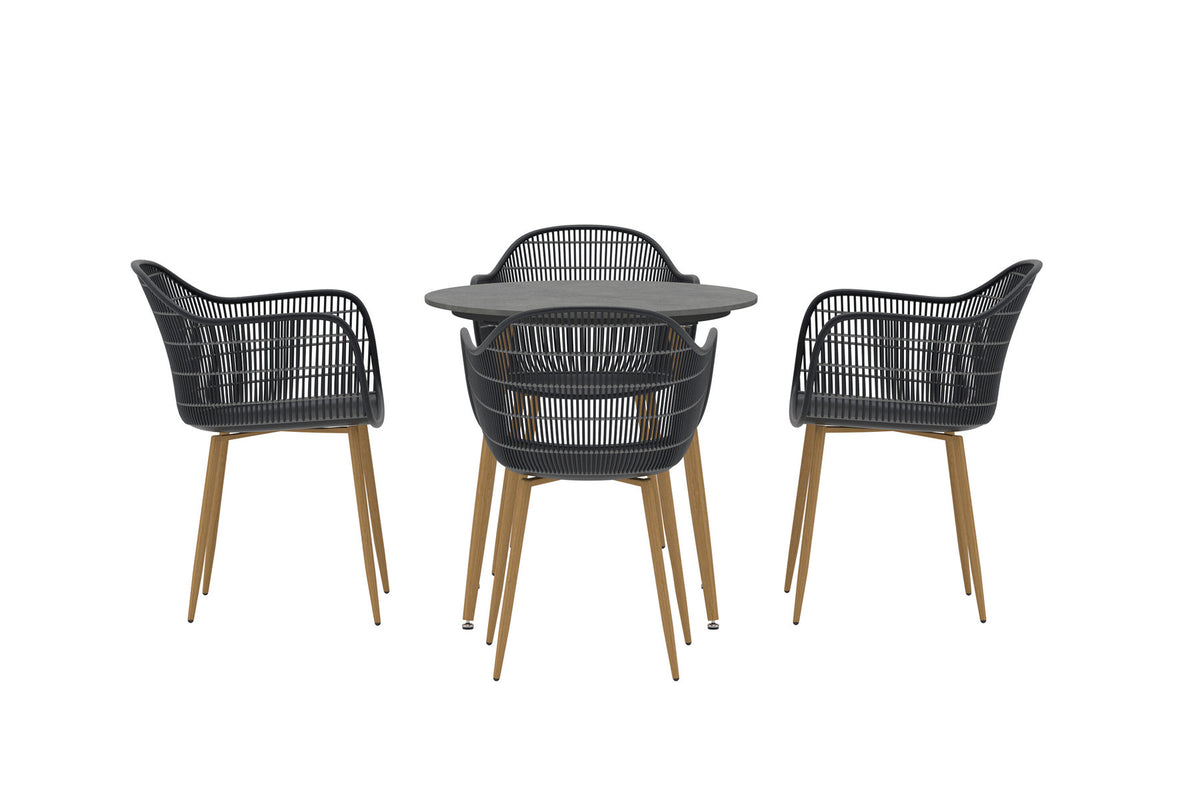 Anafi Dining Set in Schwarz präsentiert im Onlineshop von KAQTU Design AG. Gartentischset ist von Venture Home
