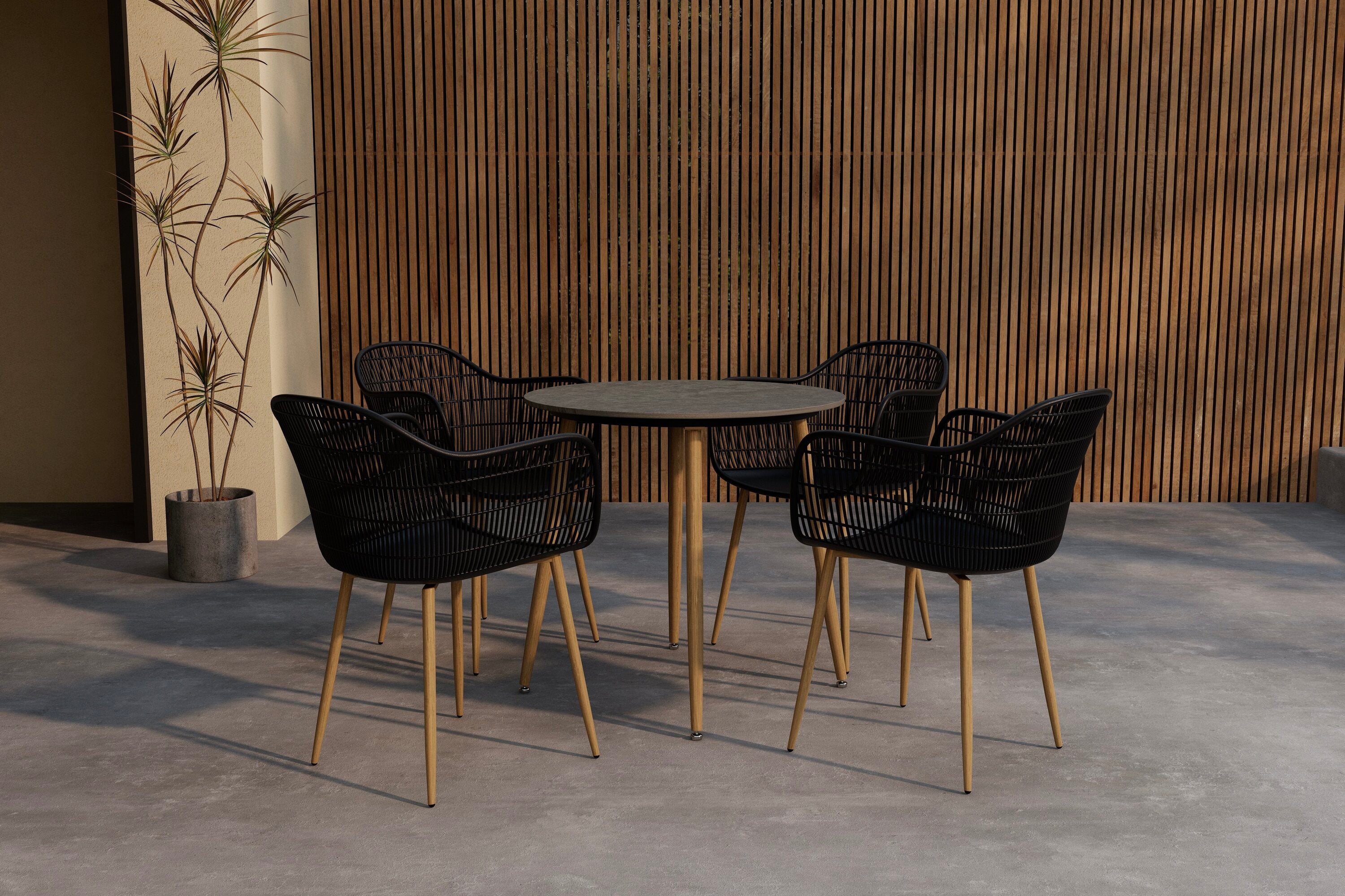 Anafi Gartentischset in Schwarz präsentiert im Onlineshop von KAQTU Design AG. Gartentischset ist von Venture Home