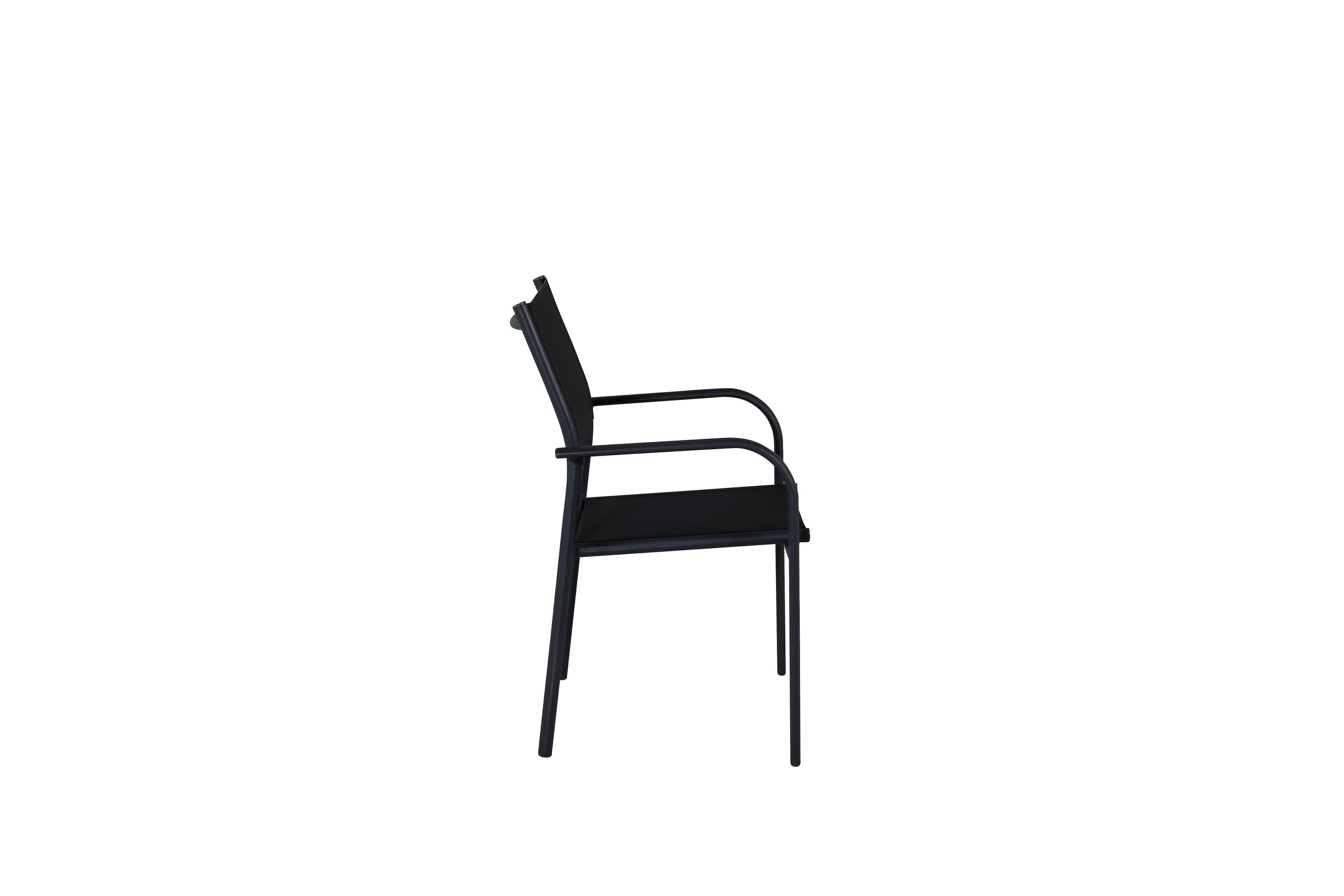 Stylischer Santorini Sessel in Schwarz, perfekt für den Außenbereich, bietet eine harmonische Kombination aus Komfort und zeitgemäßem Stil.