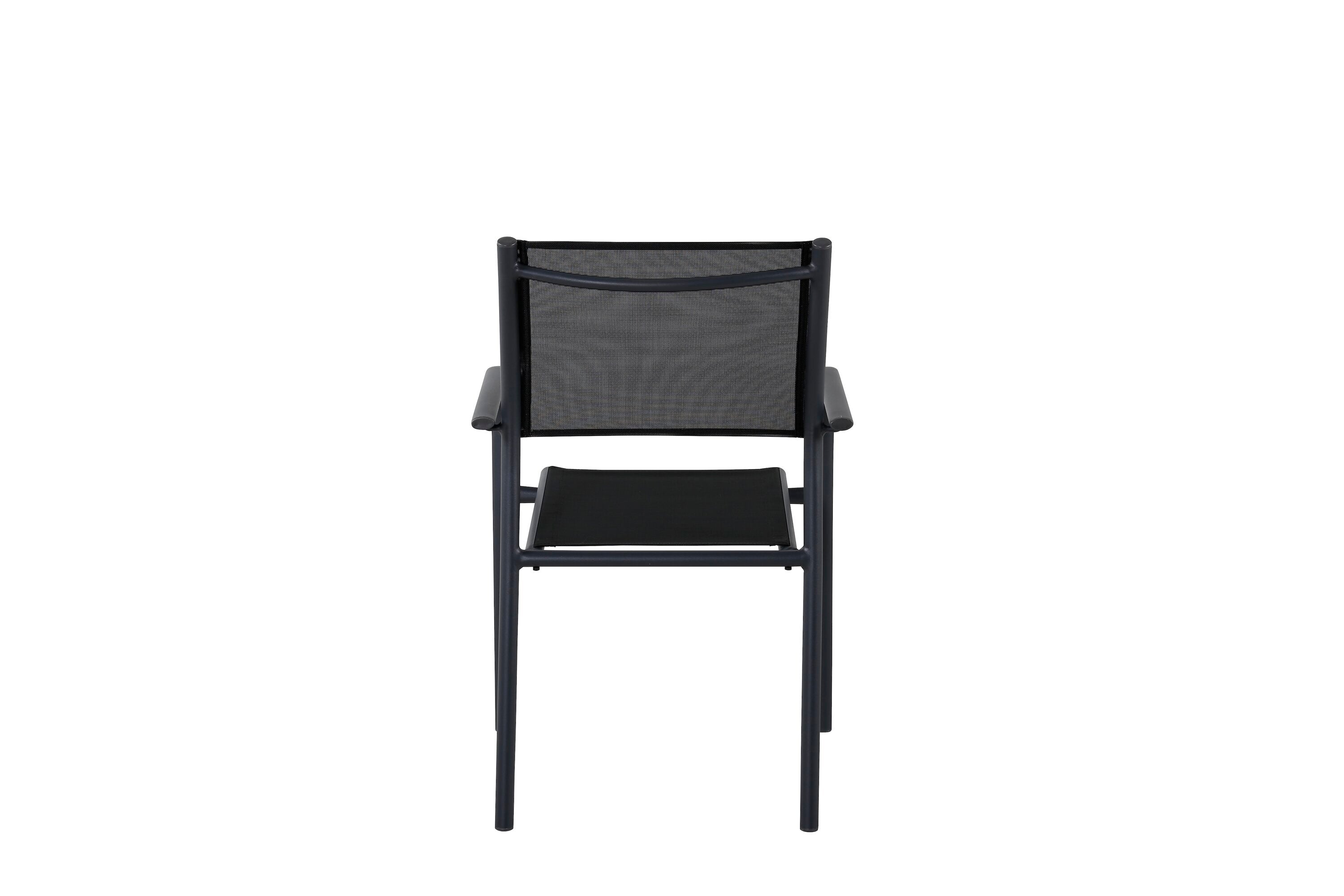 Stylischer Santorini Sessel in Schwarz für den Außenbereich, perfekt für entspannte Stunden im Garten oder auf der Terrasse.