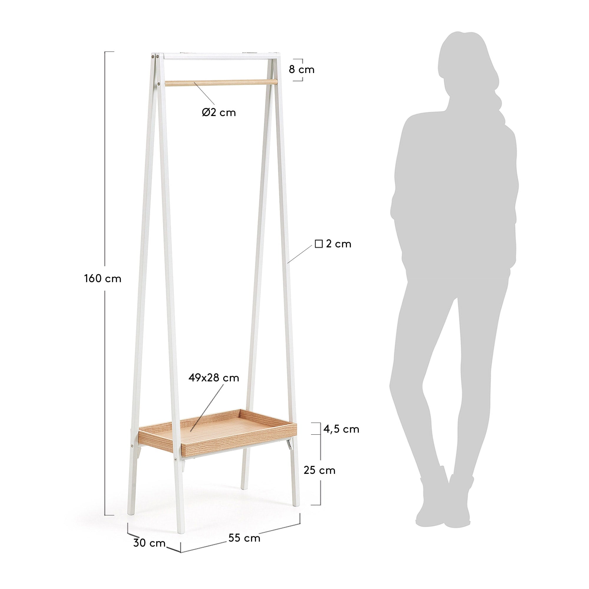 Die Benny Garderobe von Kave Home vereint modernes Design und Funktionalität. Ideal für kleine Räume, bietet sie Platz für Kleidung und Accessoires.