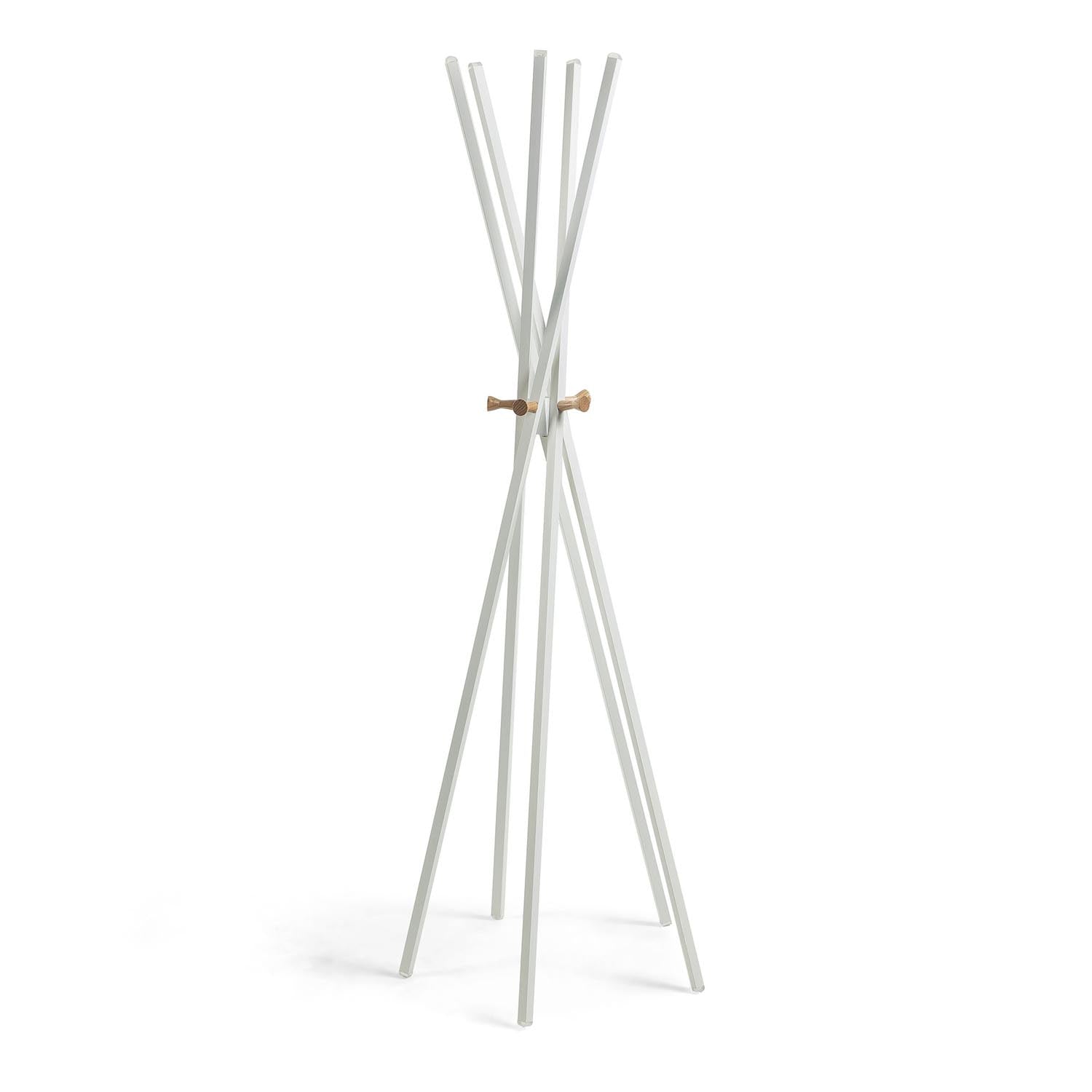 Elegante Chelsey Garderobe: 170 cm, weiss, aus Stahl & Gummibaumholz. Funktional & stilvoll für Ihren Eingangsbereich.