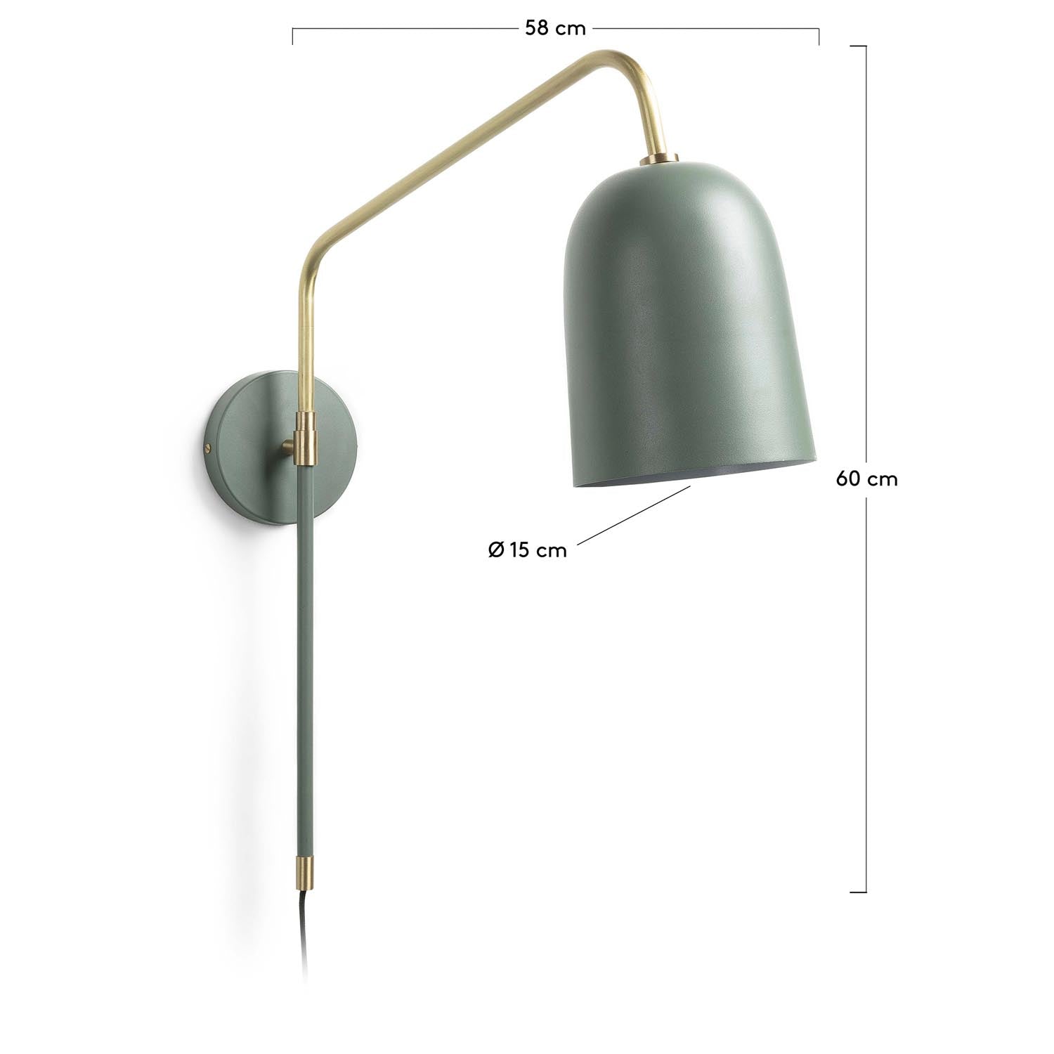 Moderne Audrie Wandleuchte von Kave Home: Hochwertiger Stahl, schwenkbarer Arm, ideal für Wohnzimmer und Schlafzimmer.