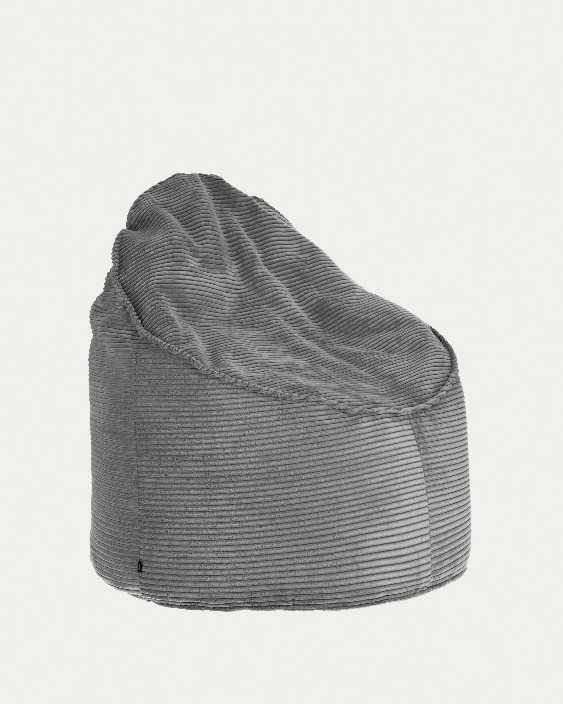 Wilma Pouf breiter Cord grau Ø 80 cm