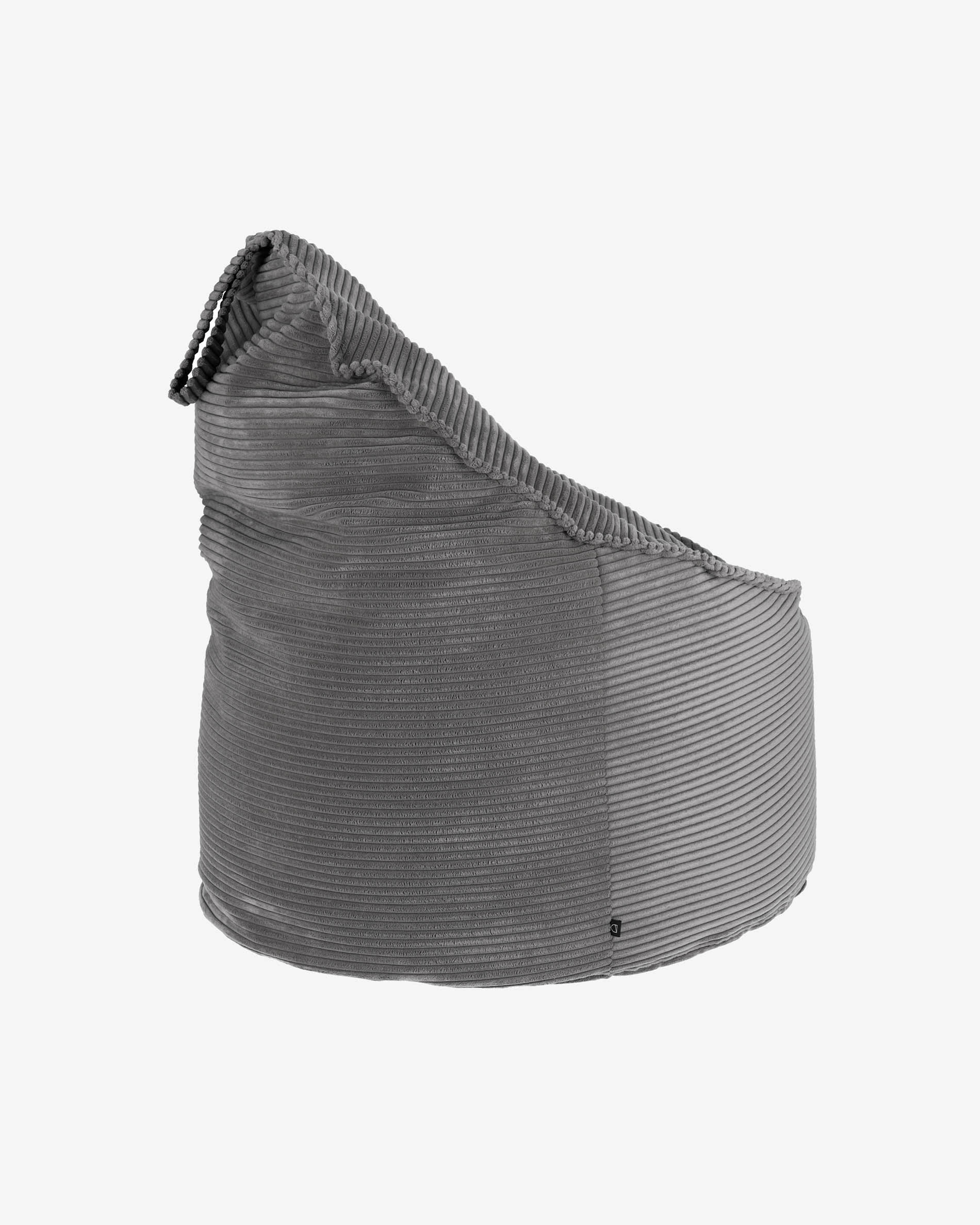 Wilma Pouf breiter Cord grau Ø 80 cm