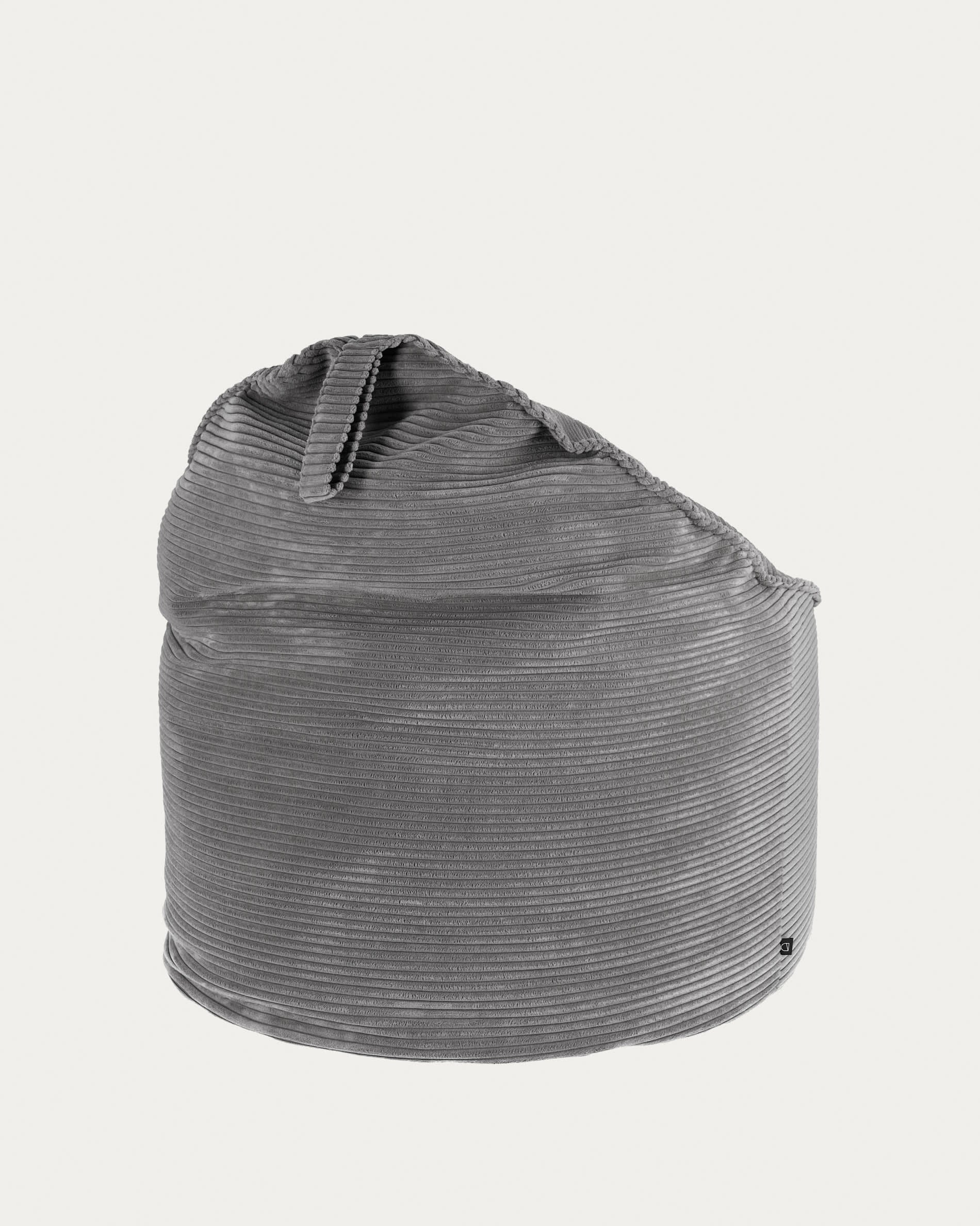 Wilma Pouf breiter Cord grau Ø 80 cm