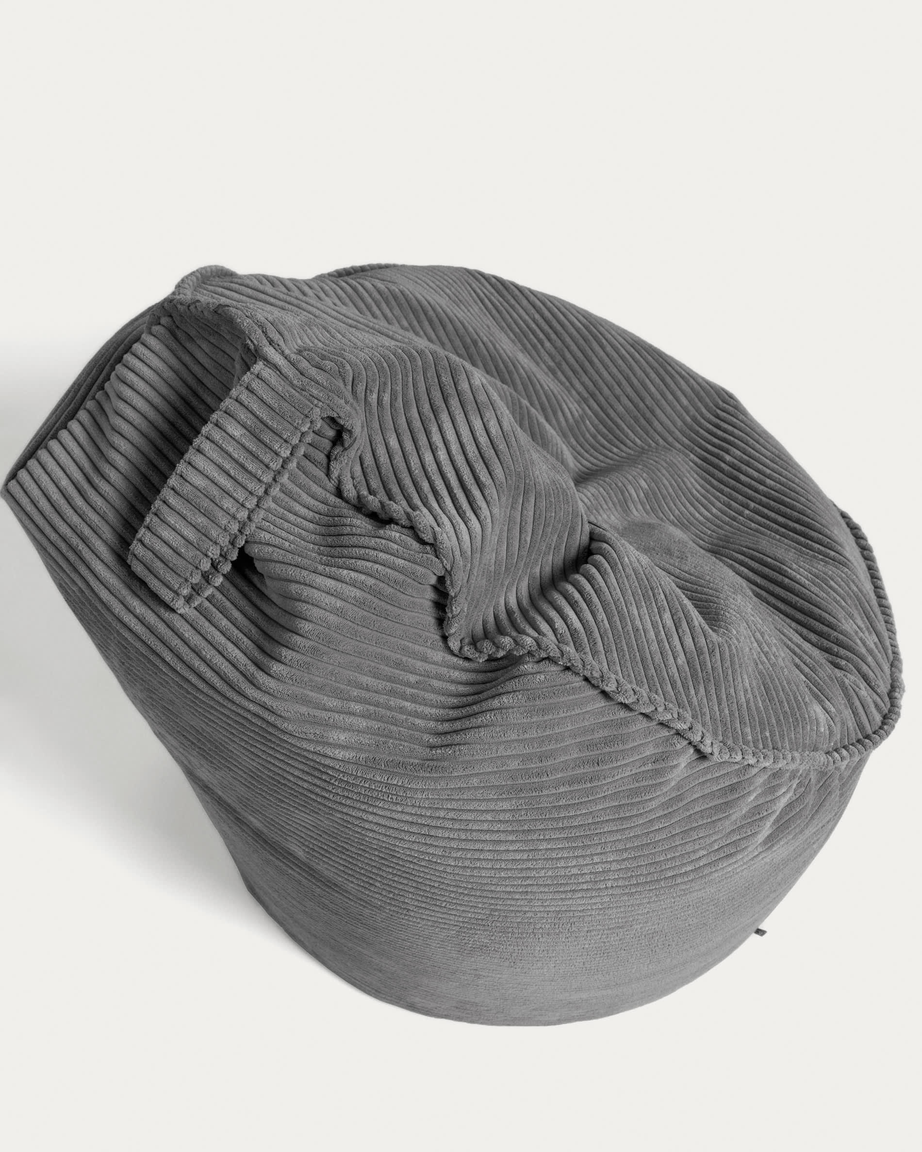 Wilma Pouf breiter Cord grau Ø 80 cm