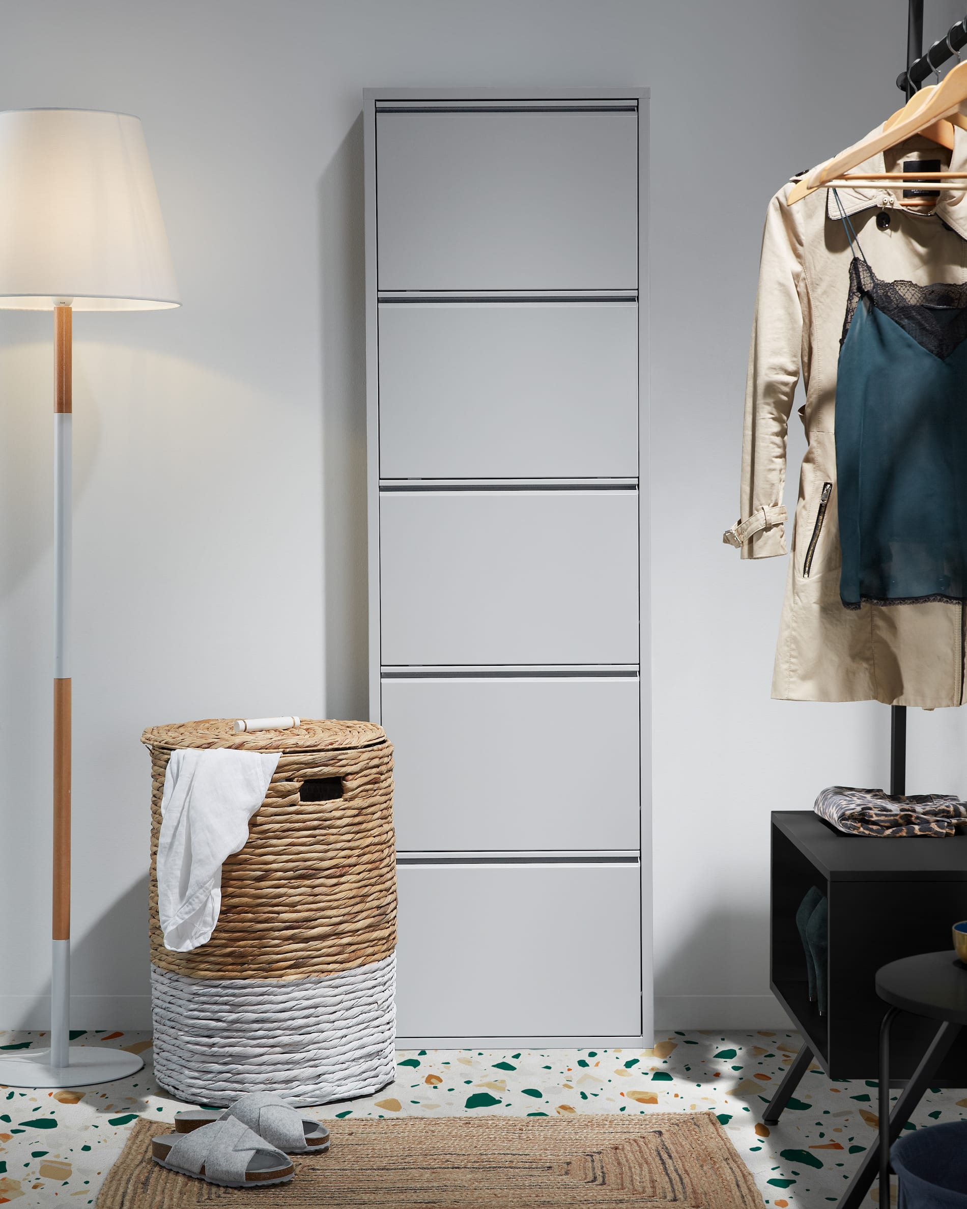 Ode shoe rack 50 x 168.5 cm, 5-door, in grey