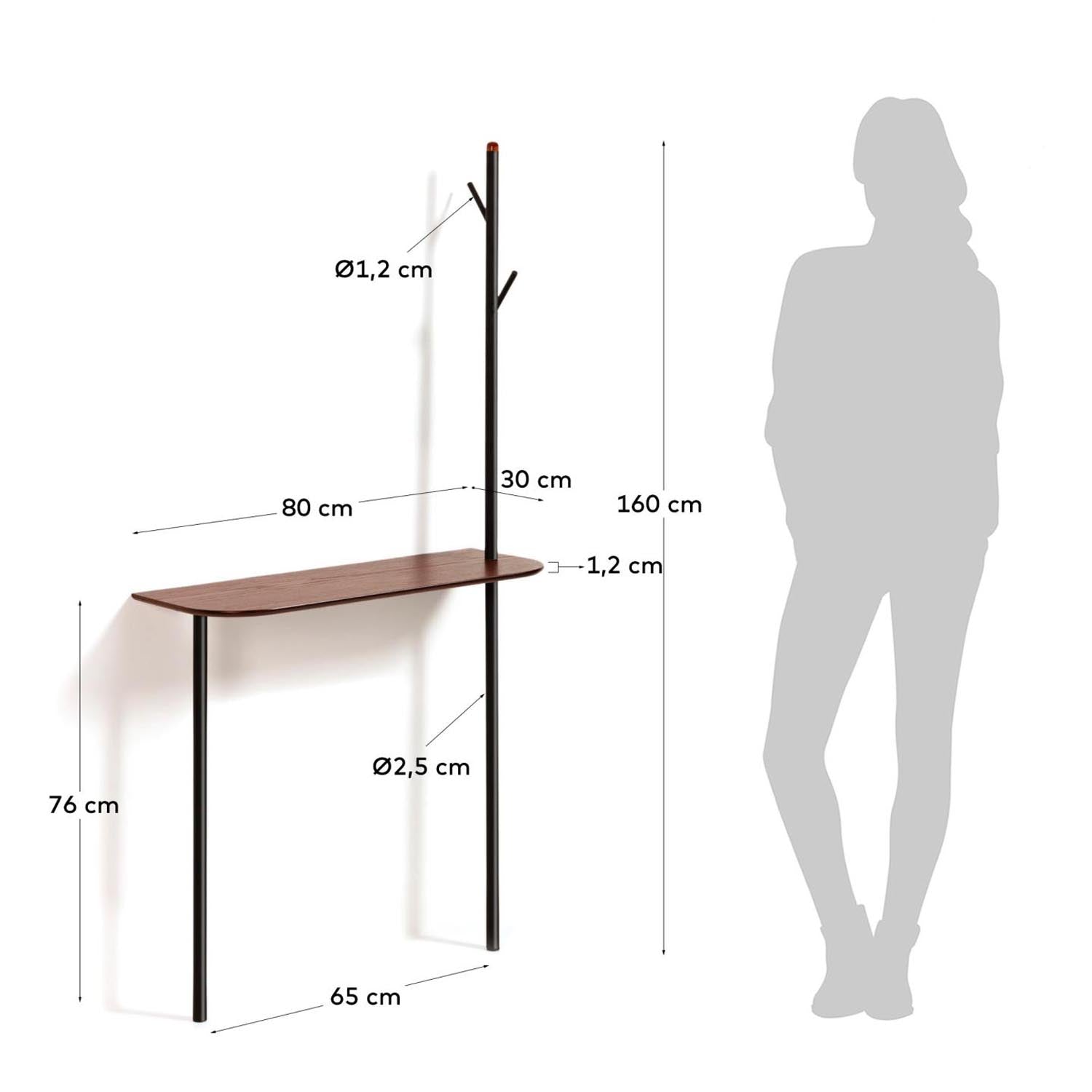 Entdecken Sie die Marcolina Garderobe von Kave Home – 80 x 160 cm, ideal für einen modernen Eingangsbereich mit eleganter Ablagefläche.