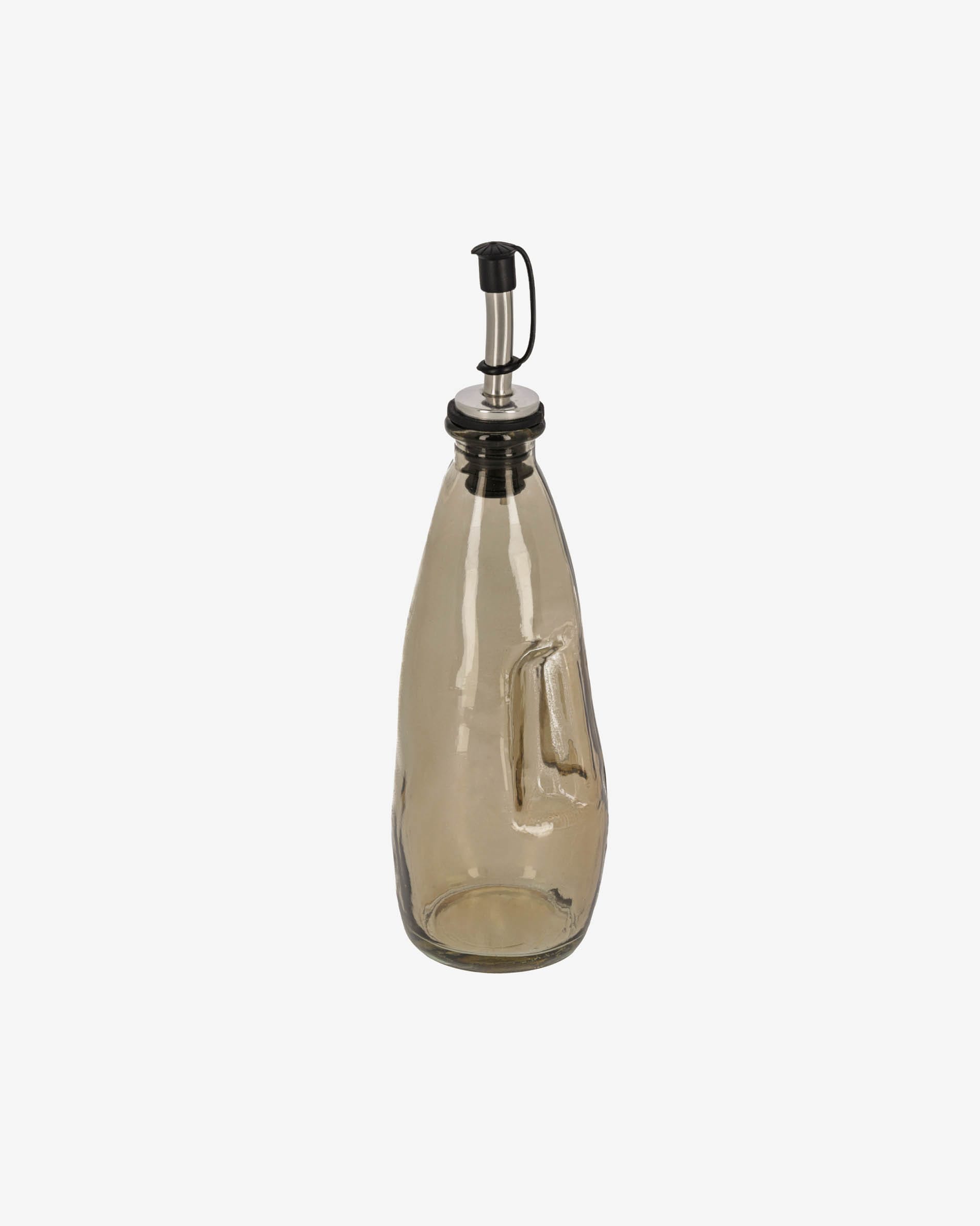 Elegante Rohan Ölflasche aus braunem Glas von Kave Home: Schützt Öl, stilvoll, funktional, ideal für Küche und Tischdeko.