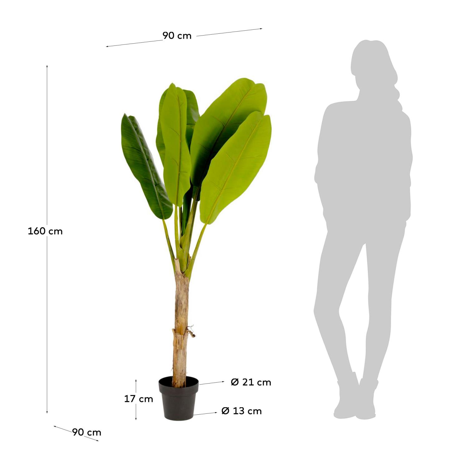 Die Baenbaum Kunstpflanze von Kave Home bringt natürliche Eleganz in jeden Raum, pflegeleicht und realistisch, 160 cm hoch.