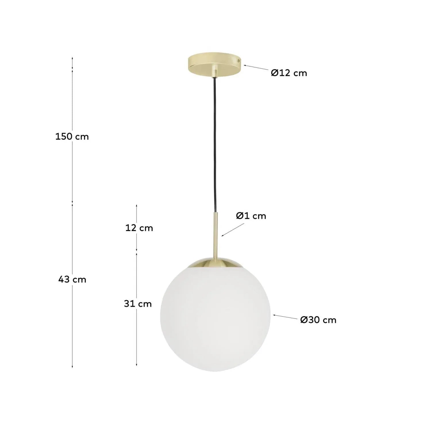 Mahala Deckenlampe aus Stahl und mattiertem Glas in Gold präsentiert im Onlineshop von KAQTU Design AG. Deckenleuchte ist von Kave Home