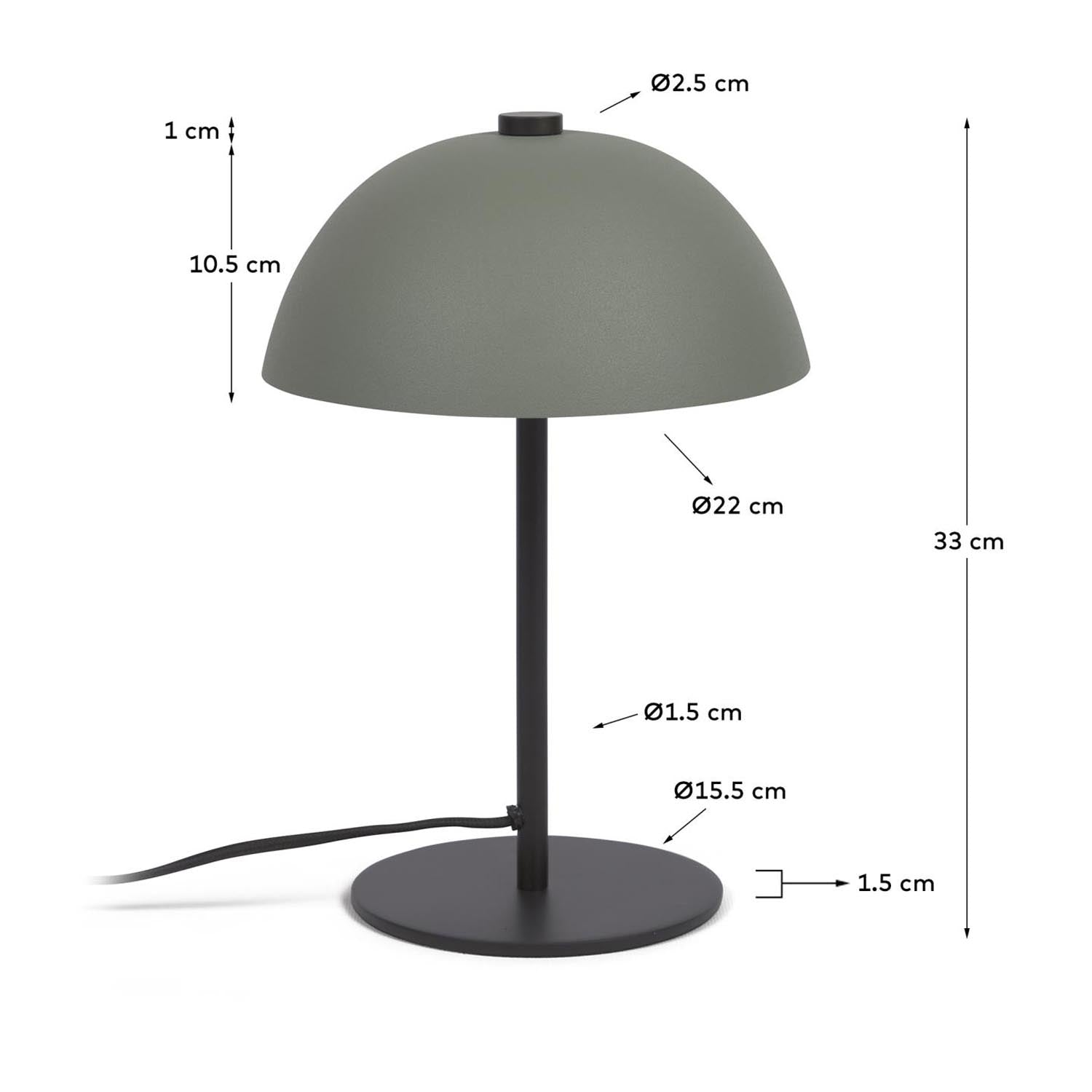 Aleyla Tischlampe: Modernes grünes Metall-Design von Kave Home.