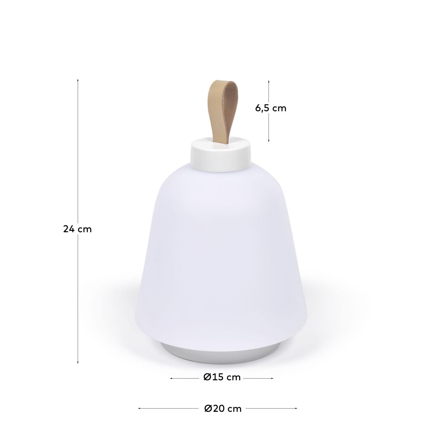 Elegante Udiya Tischlampe aus wetterfestem Polyethylen und Metall, ideal für stimmungsvolles Licht in jedem Raum und Außenbereich.