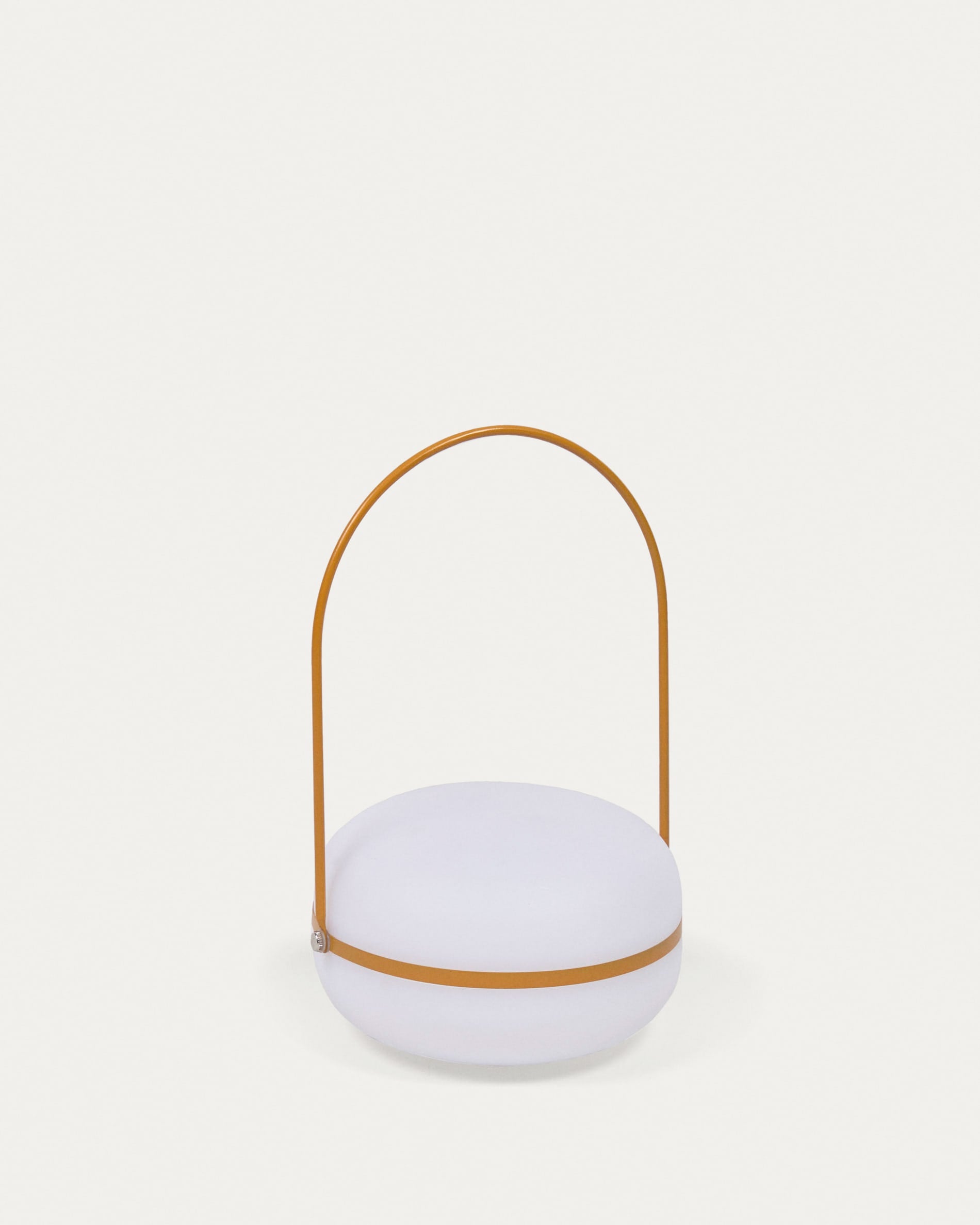 3D-Modell der kabellosen Tea Tischlampe in Senfgelb, modernes Design aus Polyethylen und Metall, vielseitig einsetzbar.